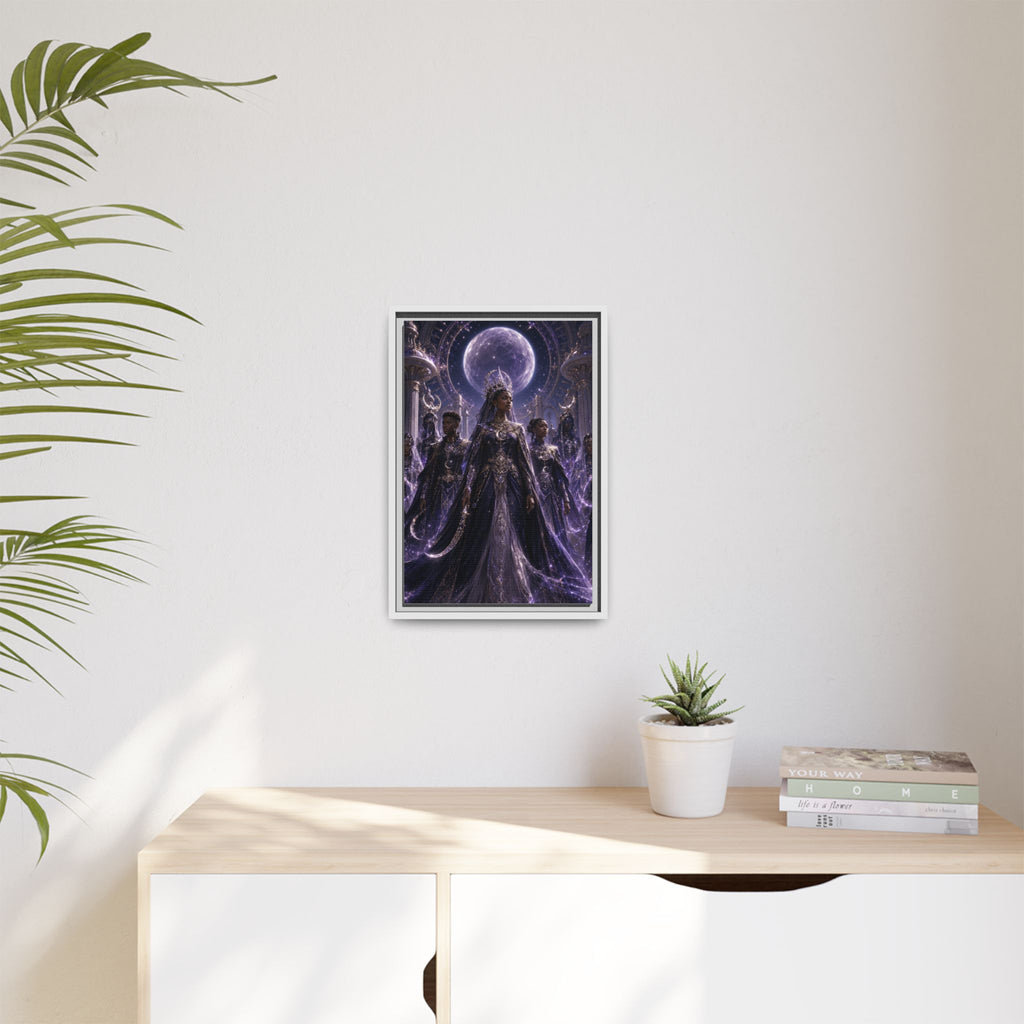 Mystic Moon Queen Framed Matte Canvas Print — Fantasy Royalty Wall Art
