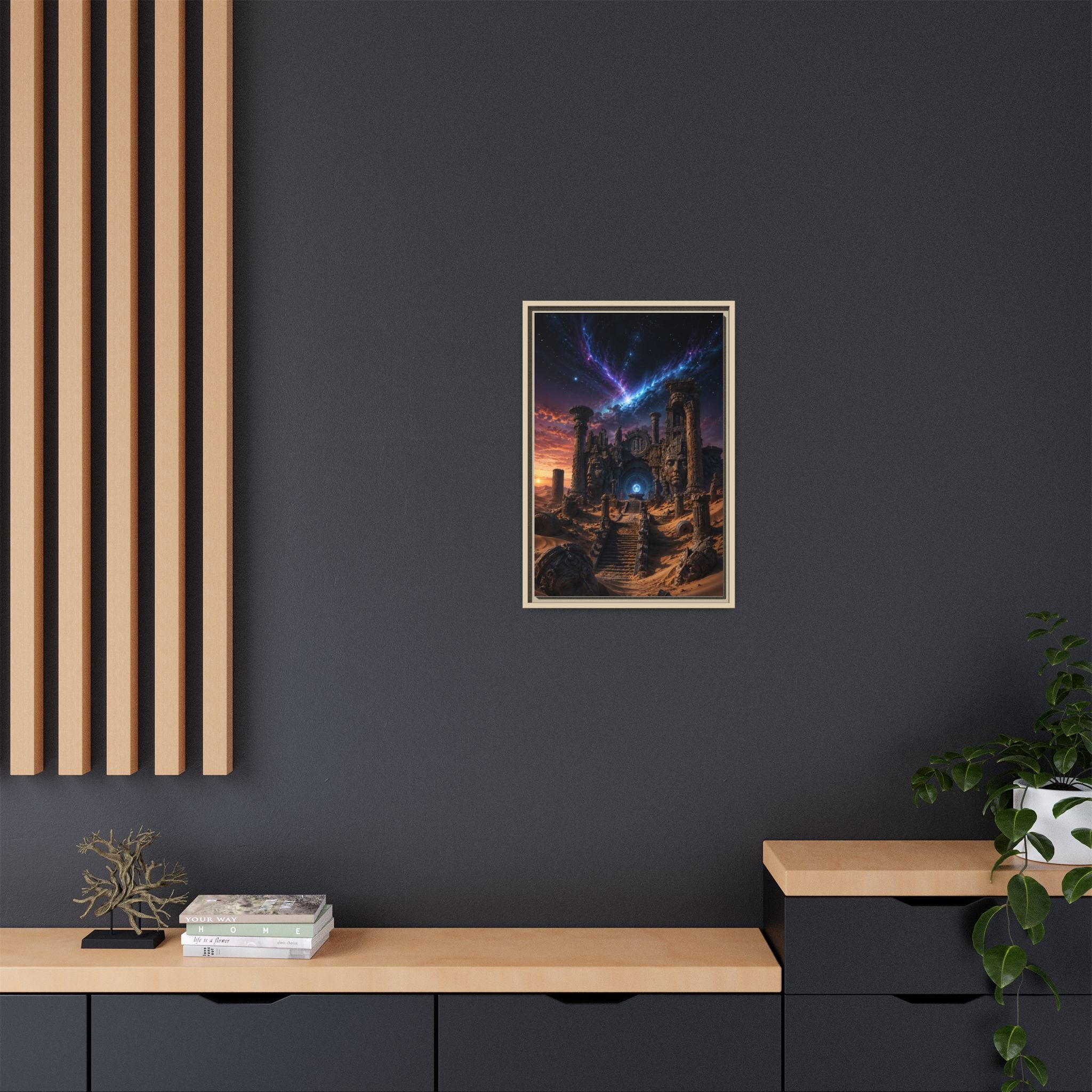 Framed Matte Canvas — Mystical Desert Ruins Nightscape