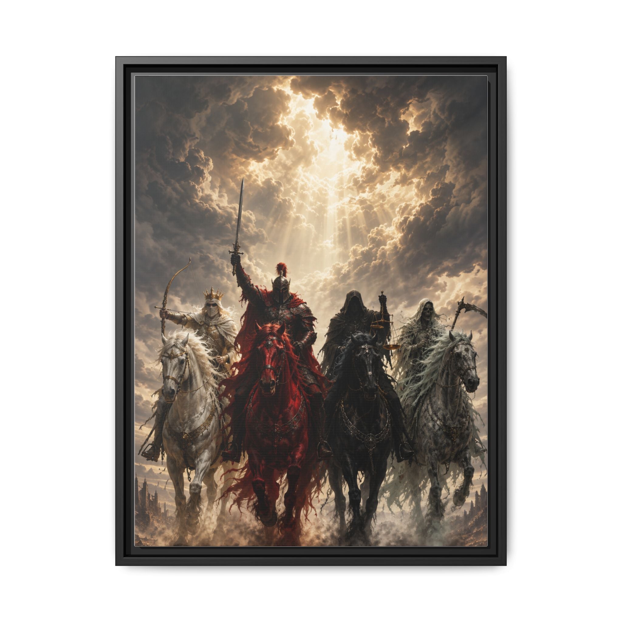 Framed Matte Canvas Print — Four Horsemen Fantasy Wall Art