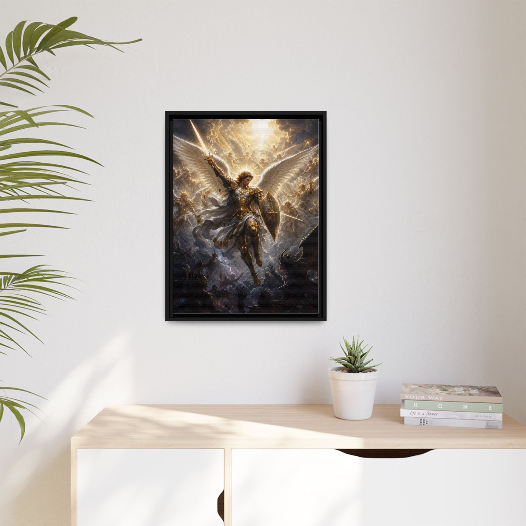 Framed Matte Canvas: Radiant Archangel Wall Art