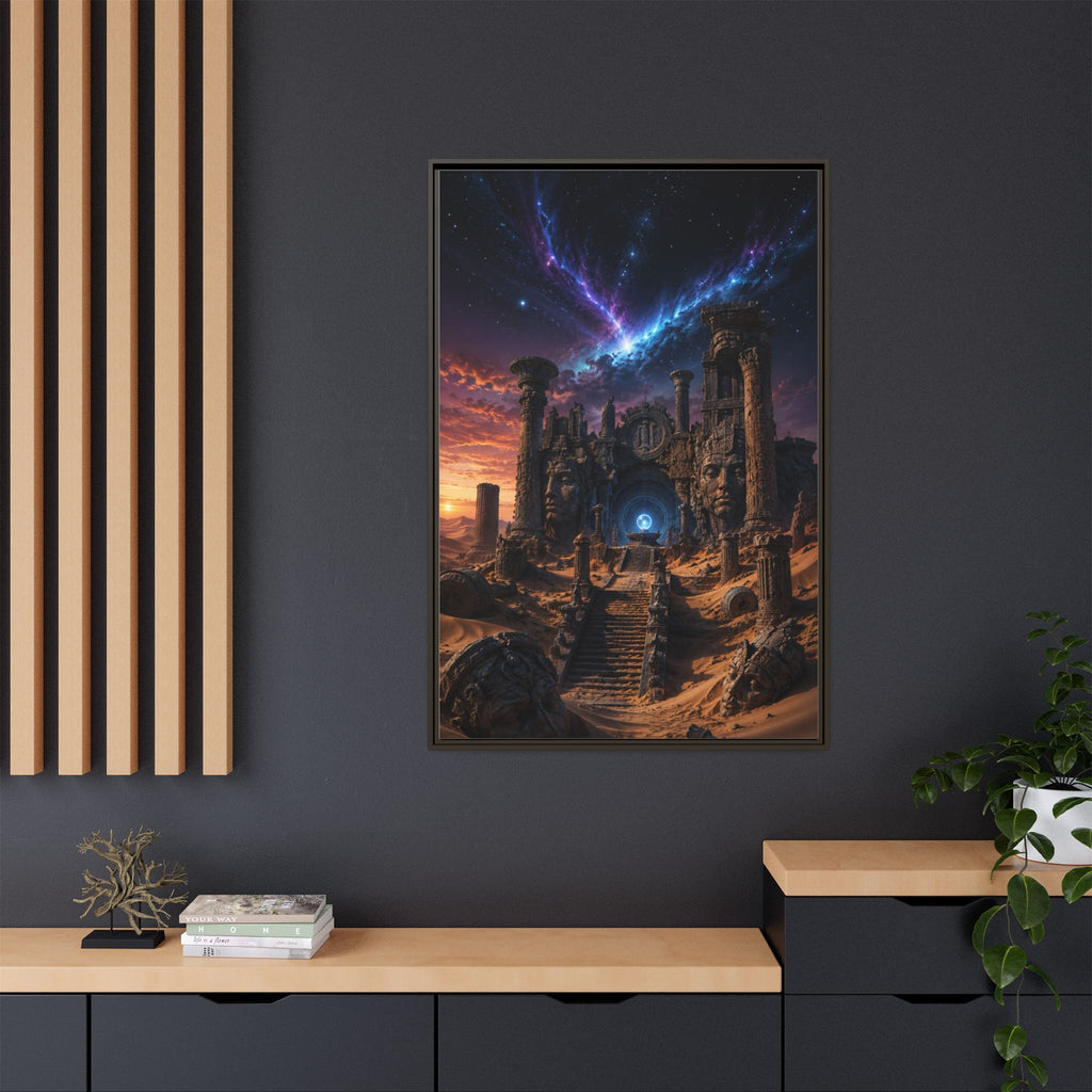 Framed Matte Canvas — Mystical Desert Ruins Nightscape