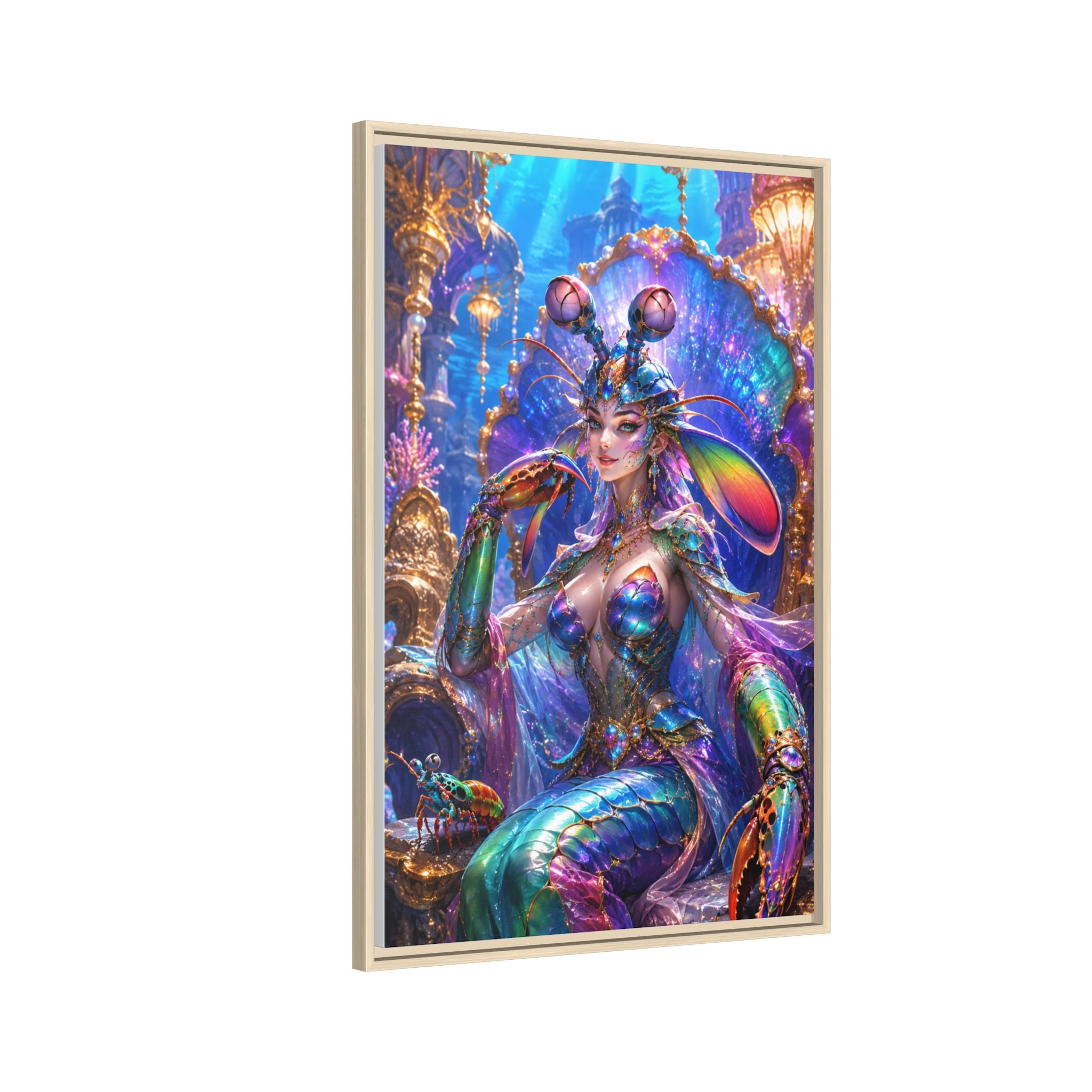 Mermaid Queen Framed Matte Canvas Art — Vibrant Fantasy Underwater Wall Decor