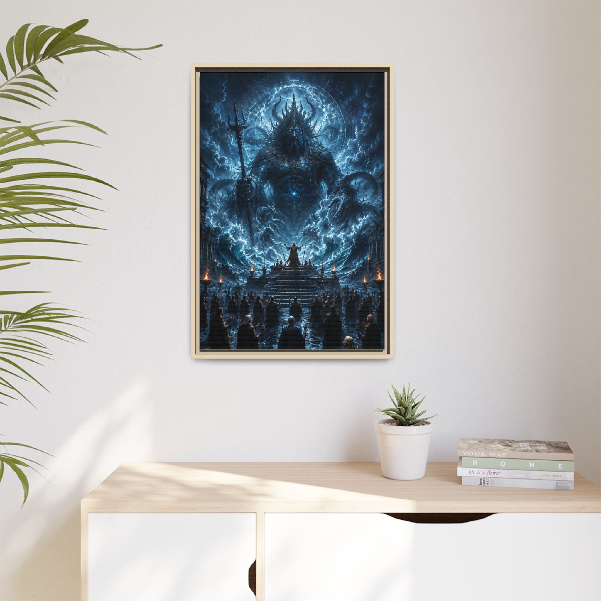 Framed Matte Canvas — Cosmic Dark Deity Art Print
