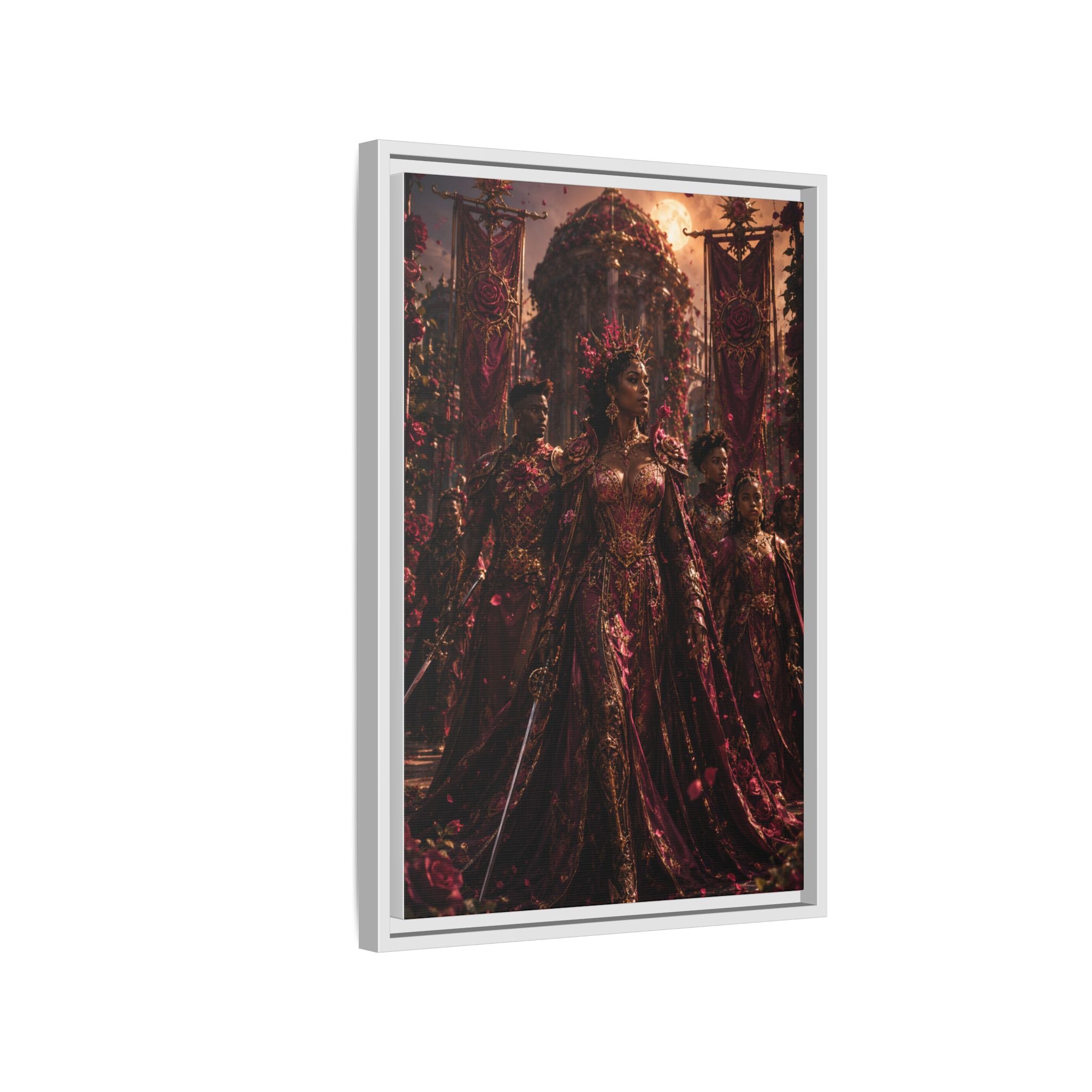 Framed Matte Canvas Art — Regal Fantasy Queen Portrait