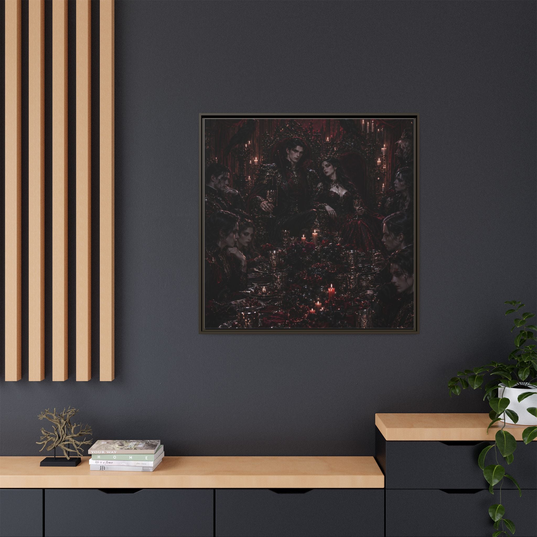 Gothic Victorian Dinner Party Matte Framed Canvas