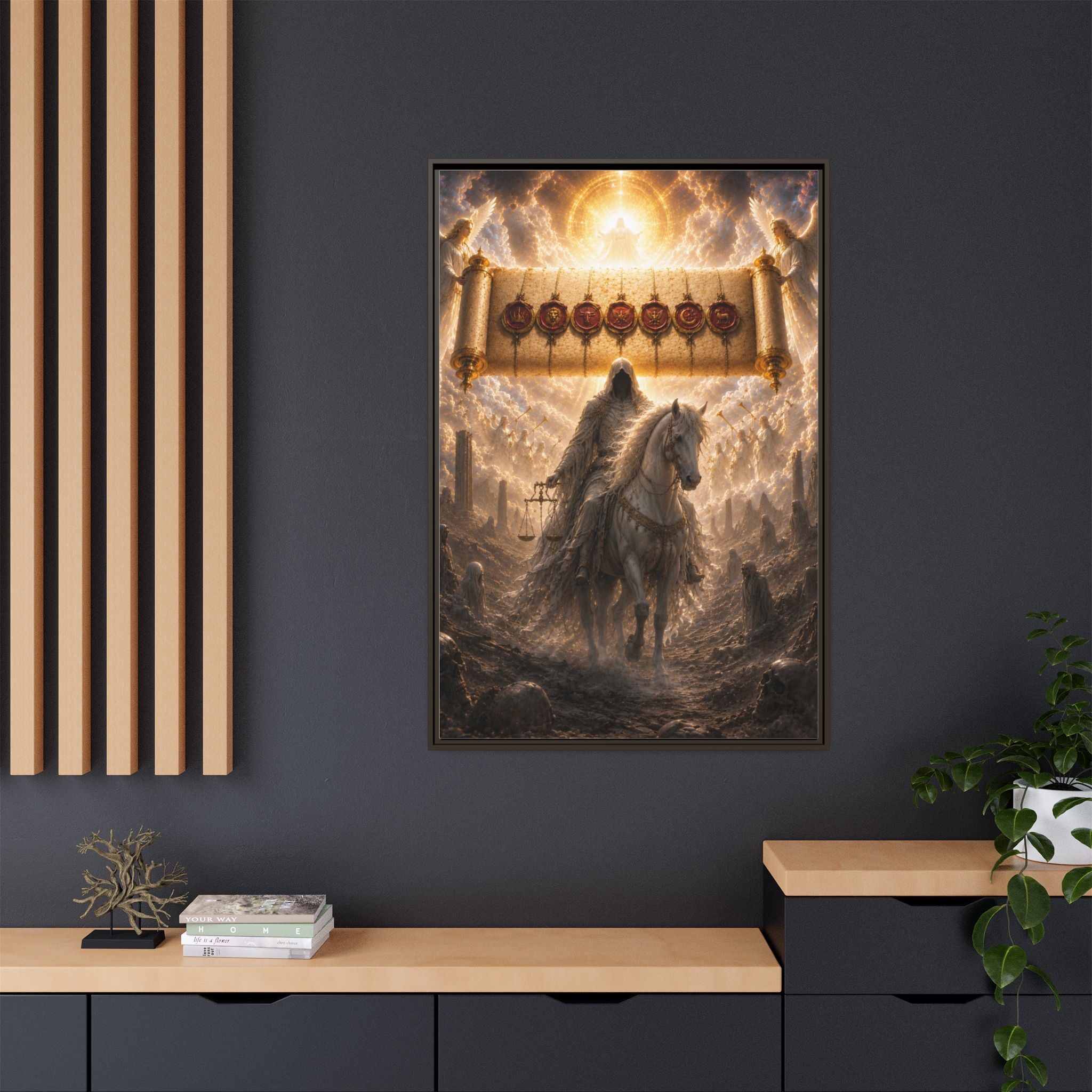 Framed Matte Canvas — Rider of the Pale Horse Biblical Apocalypse Wall Art