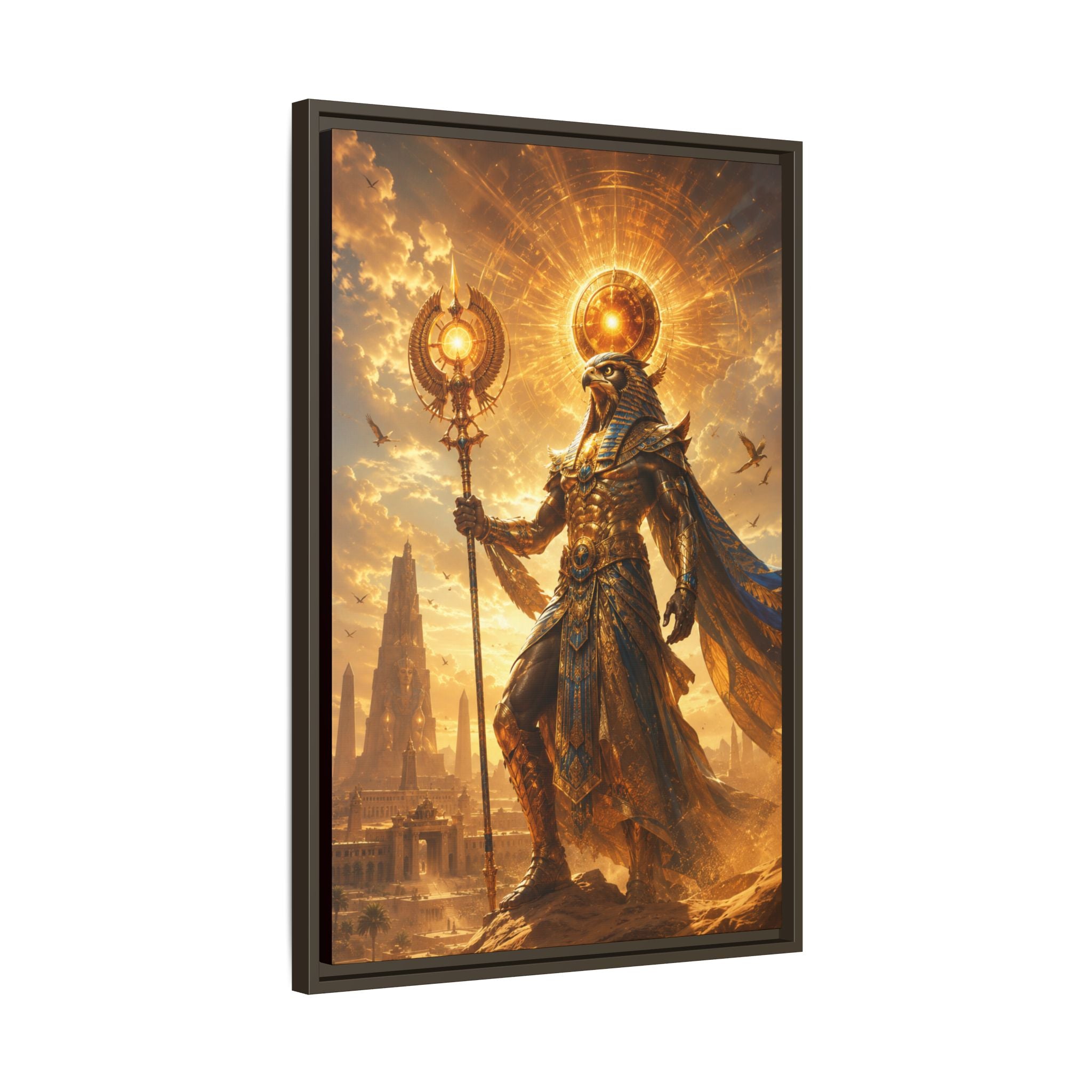 Egyptian Sun God Fine Art Paper Print Wall Art — Mythic Pharaoh Decorative Print