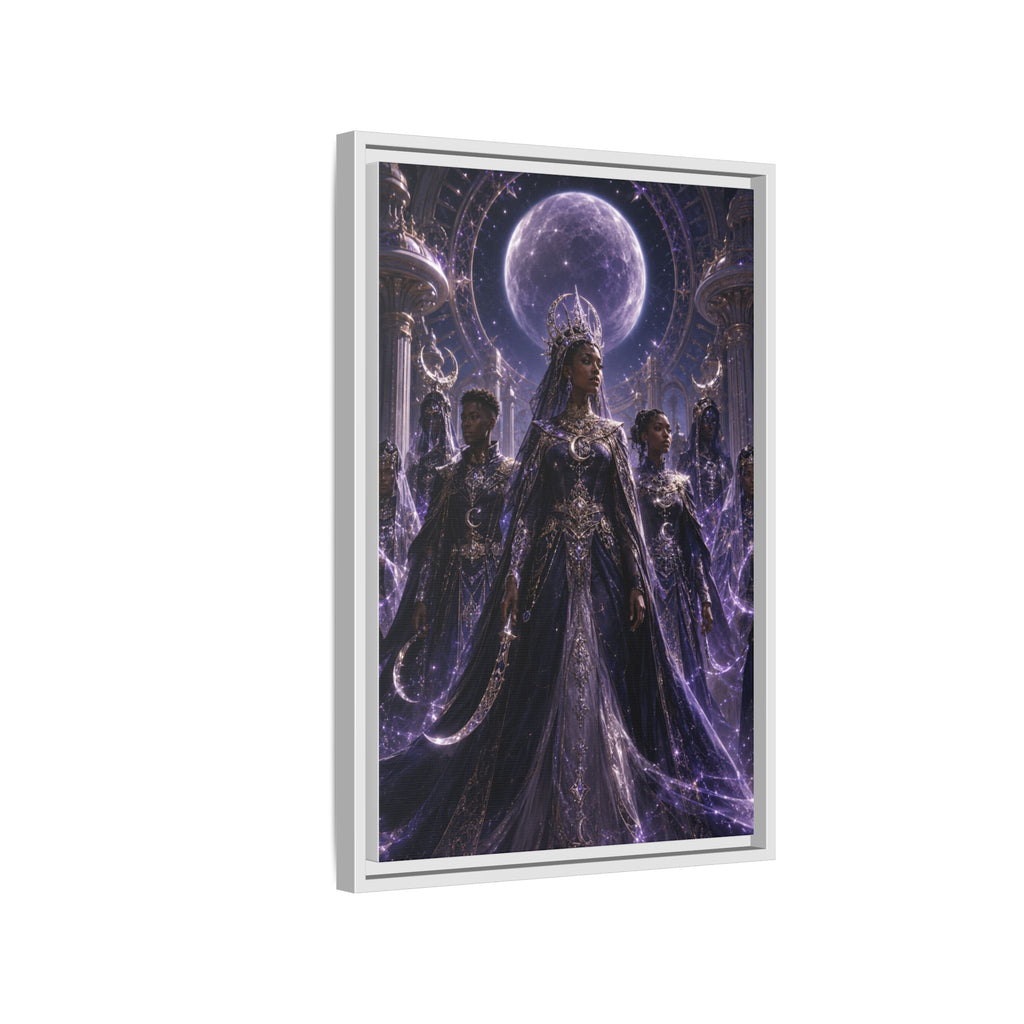 Mystic Moon Queen Framed Matte Canvas Print — Fantasy Royalty Wall Art