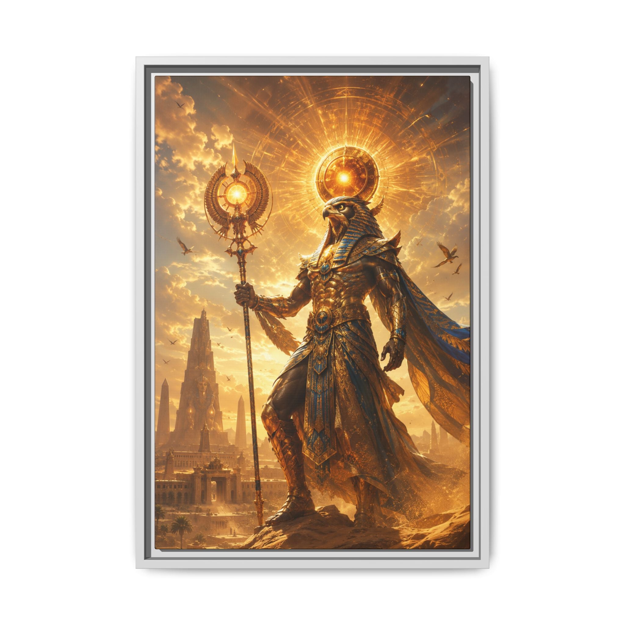 Egyptian Sun God Fine Art Paper Print Wall Art — Mythic Pharaoh Decorative Print