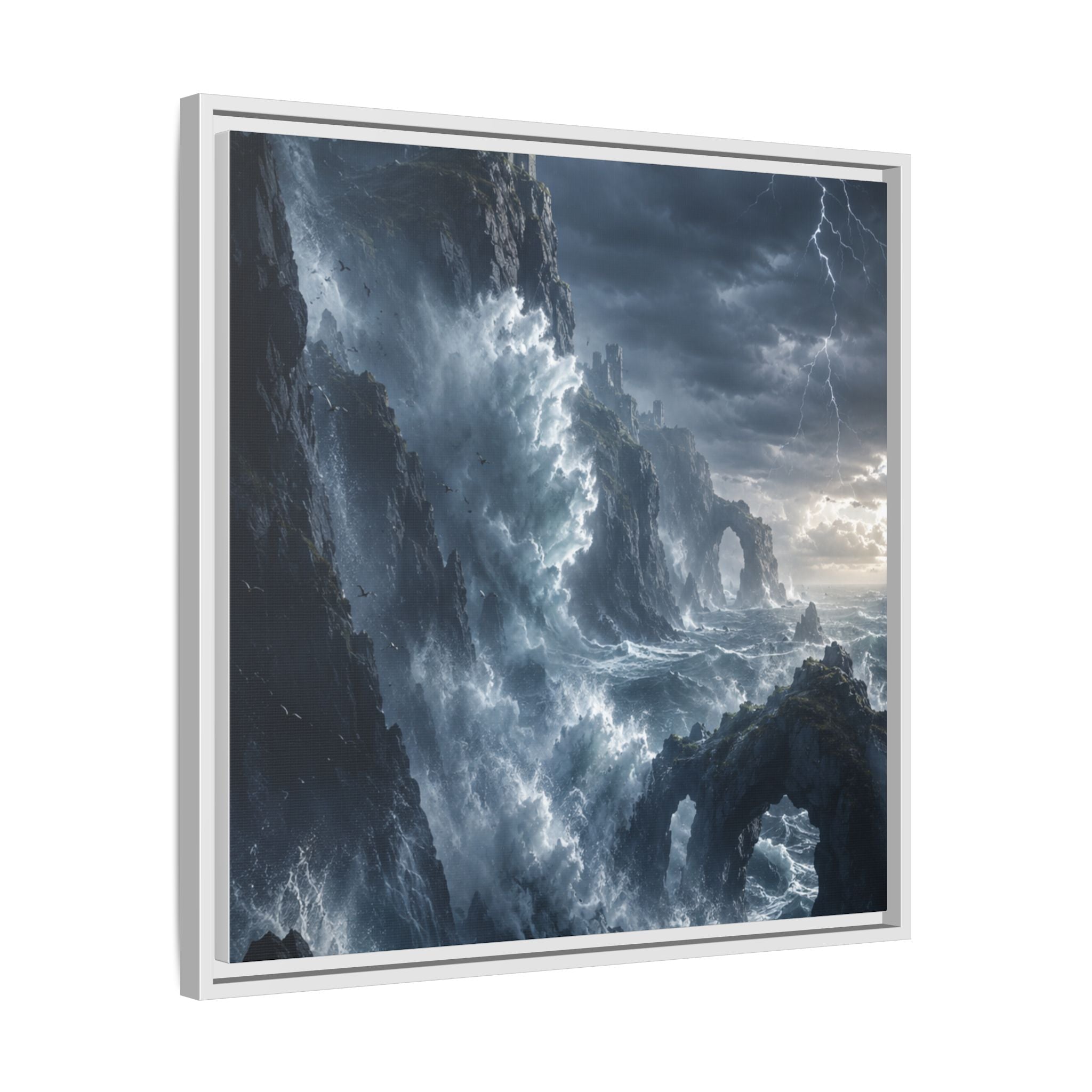 Framed Matte Canvas - Stormy Ocean Fantasy Wall Art