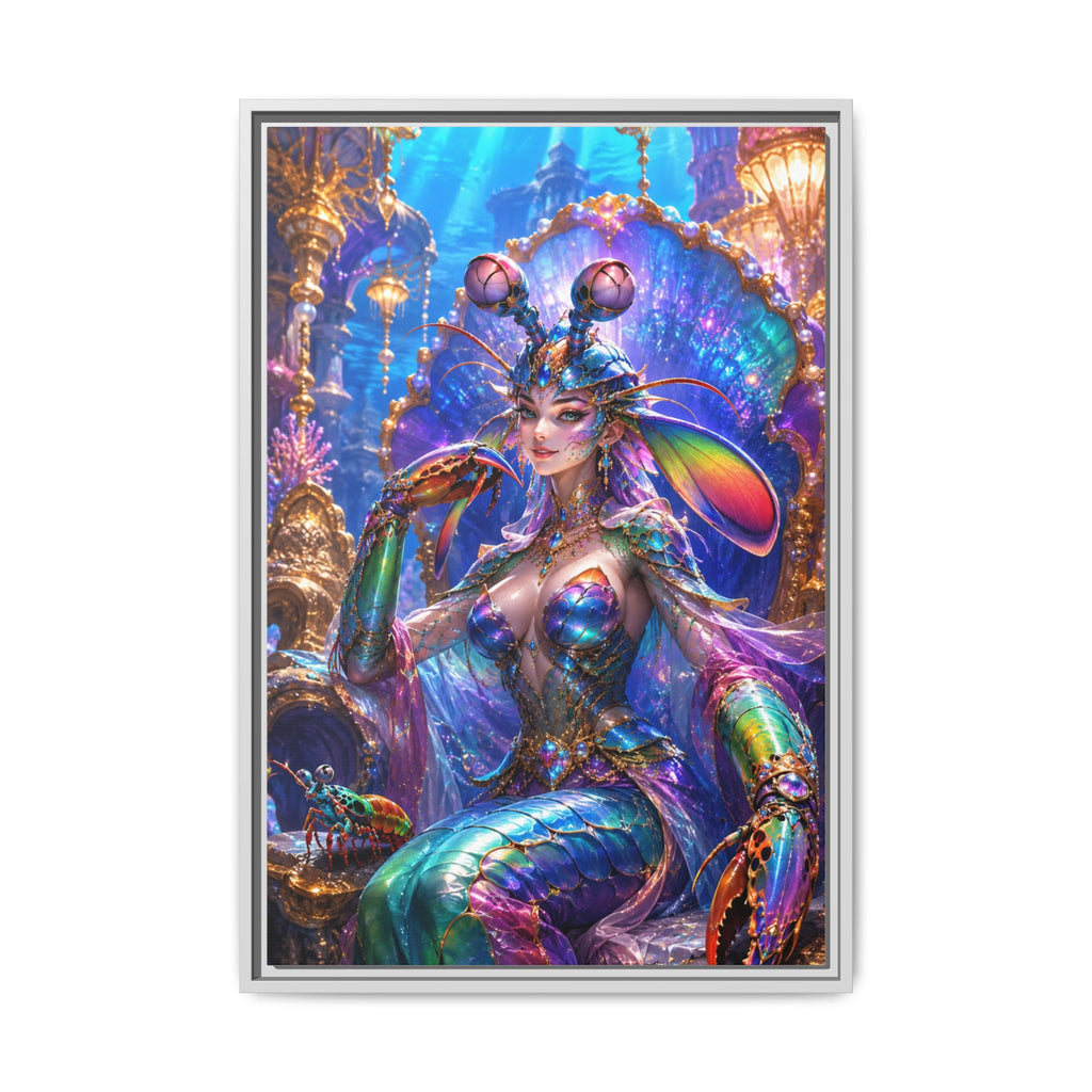 Mermaid Queen Framed Matte Canvas Art — Vibrant Fantasy Underwater Wall Decor