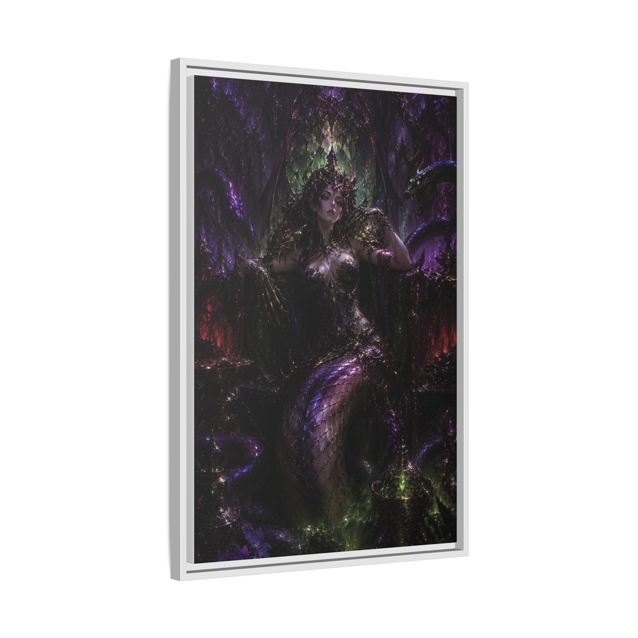 Dark Fantasy Goddess Matte Canvas Print — Framed Multi‑Color Wall Art