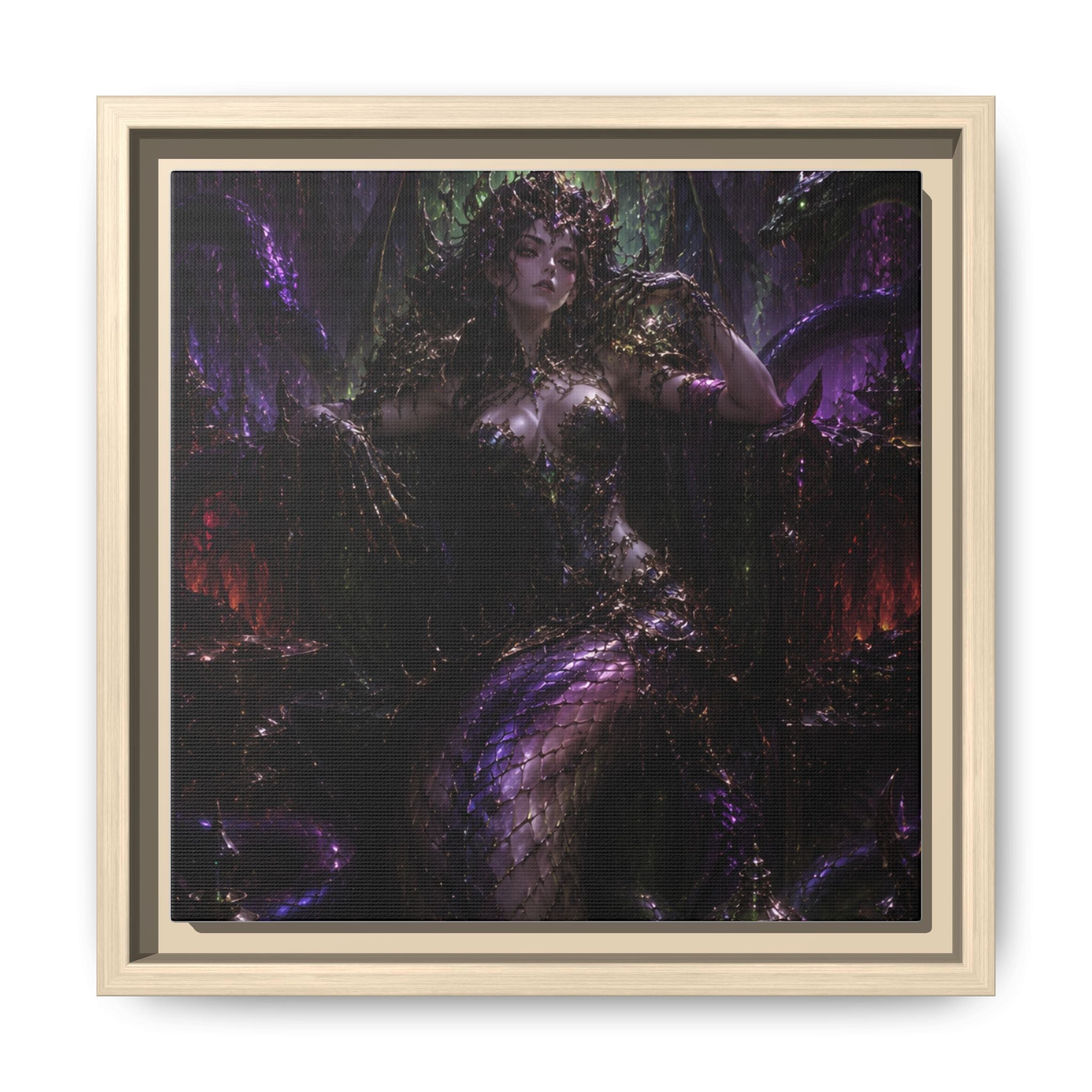 Dark Fantasy Goddess Matte Canvas Print — Framed Multi‑Color Wall Art
