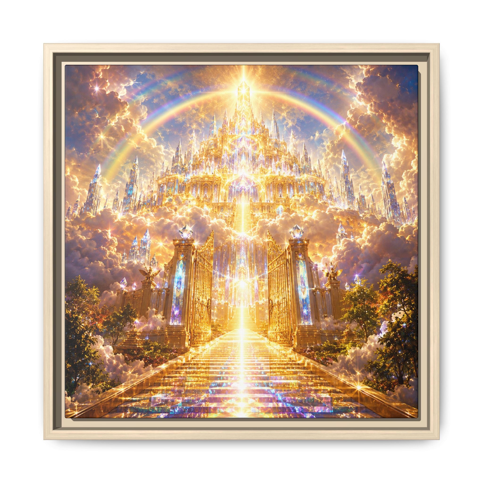 Heavenly Gateway Matte Fine Art Paper Print — Golden Rainbow Spiritual Wall Art