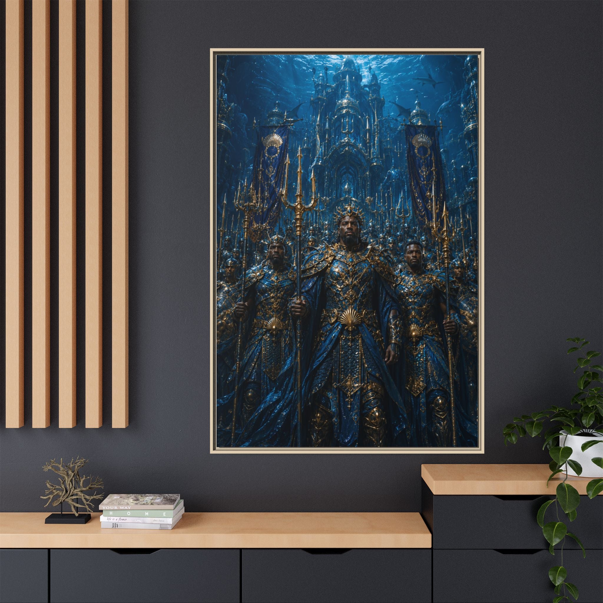 Framed Matte Canvas - Underwater King Artwork