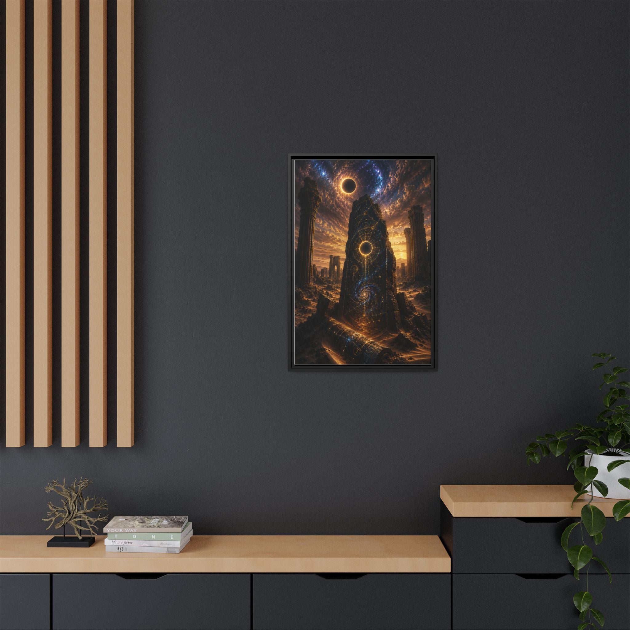 Framed Matte Canvas - Cosmic Obelisk Fantasy Wall Art