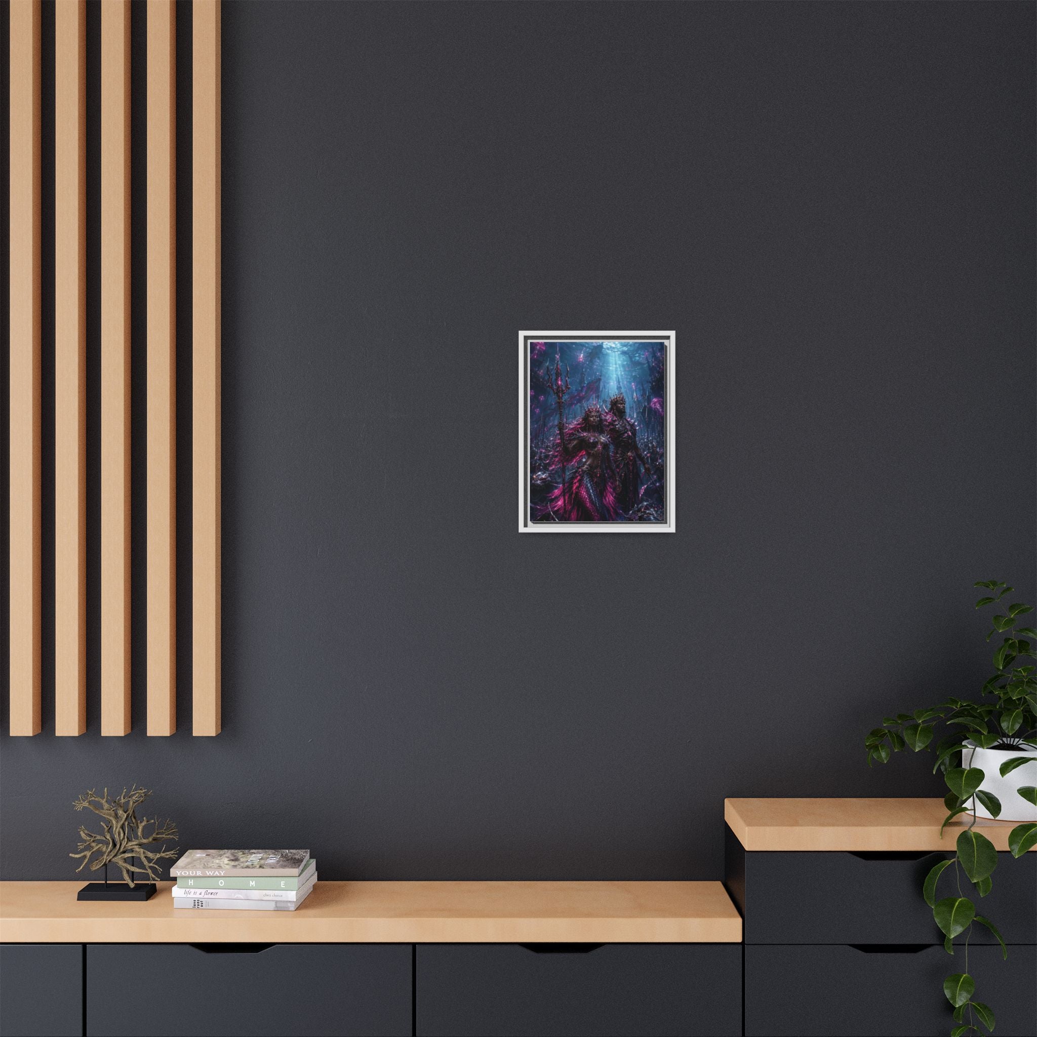 Framed Matte Canvas Print — Mystical Underwater King & Queen Artwork