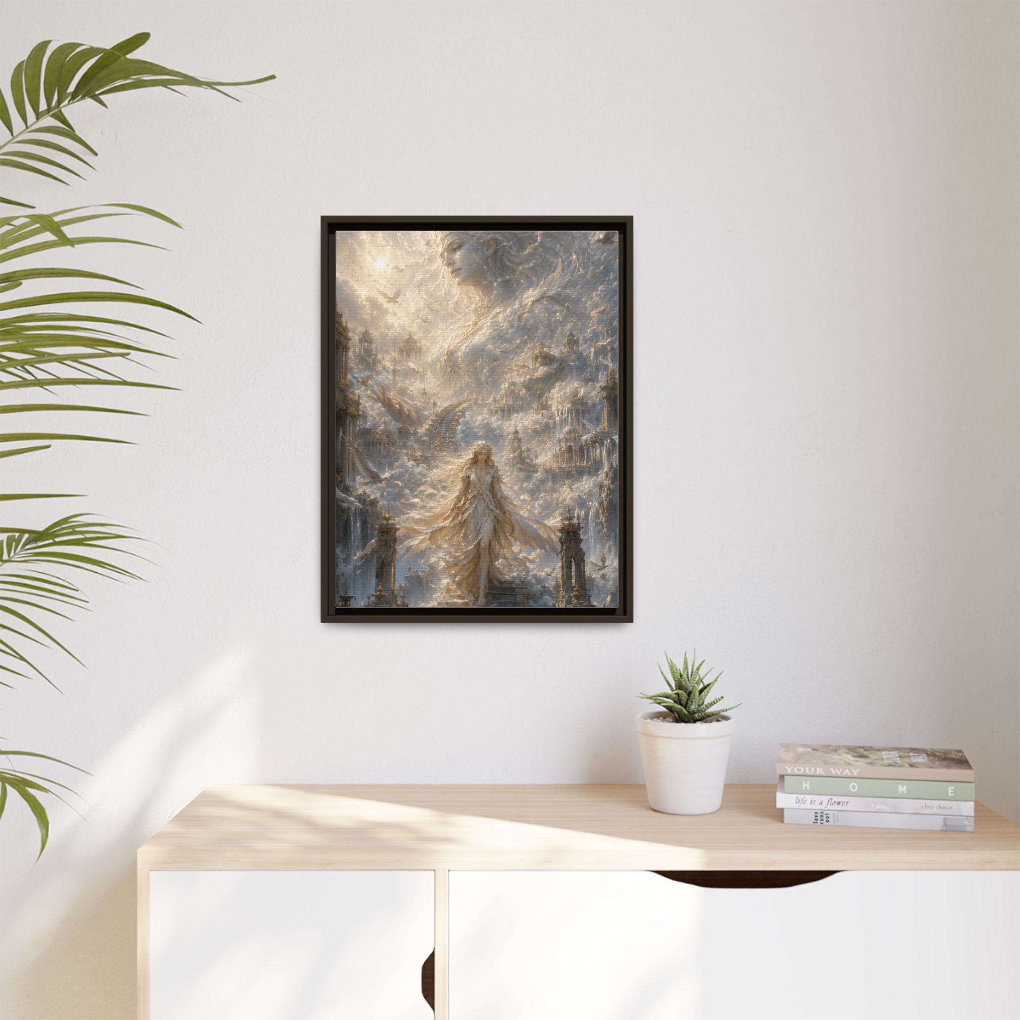 Ethereal Goddess Matte Framed Canvas Art — Dreamlike Fantasy Wall Decor