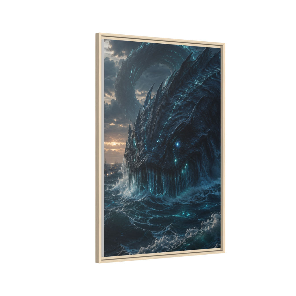 Framed Matte Canvas - Mythic Sea Leviathan Wall Art