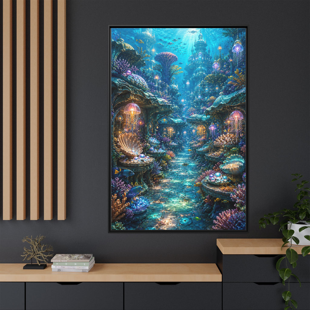 Framed Matte Canvas - Enchanted Underwater Coral Reef Print