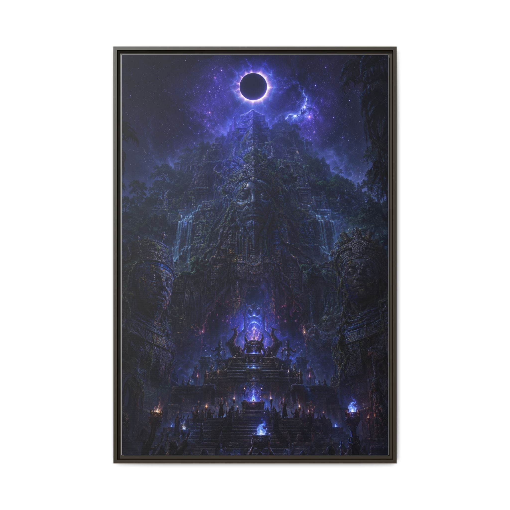 Dark Fantasy Canvas Print — Eclipse Over Mystic Citadel (Framed Matte)