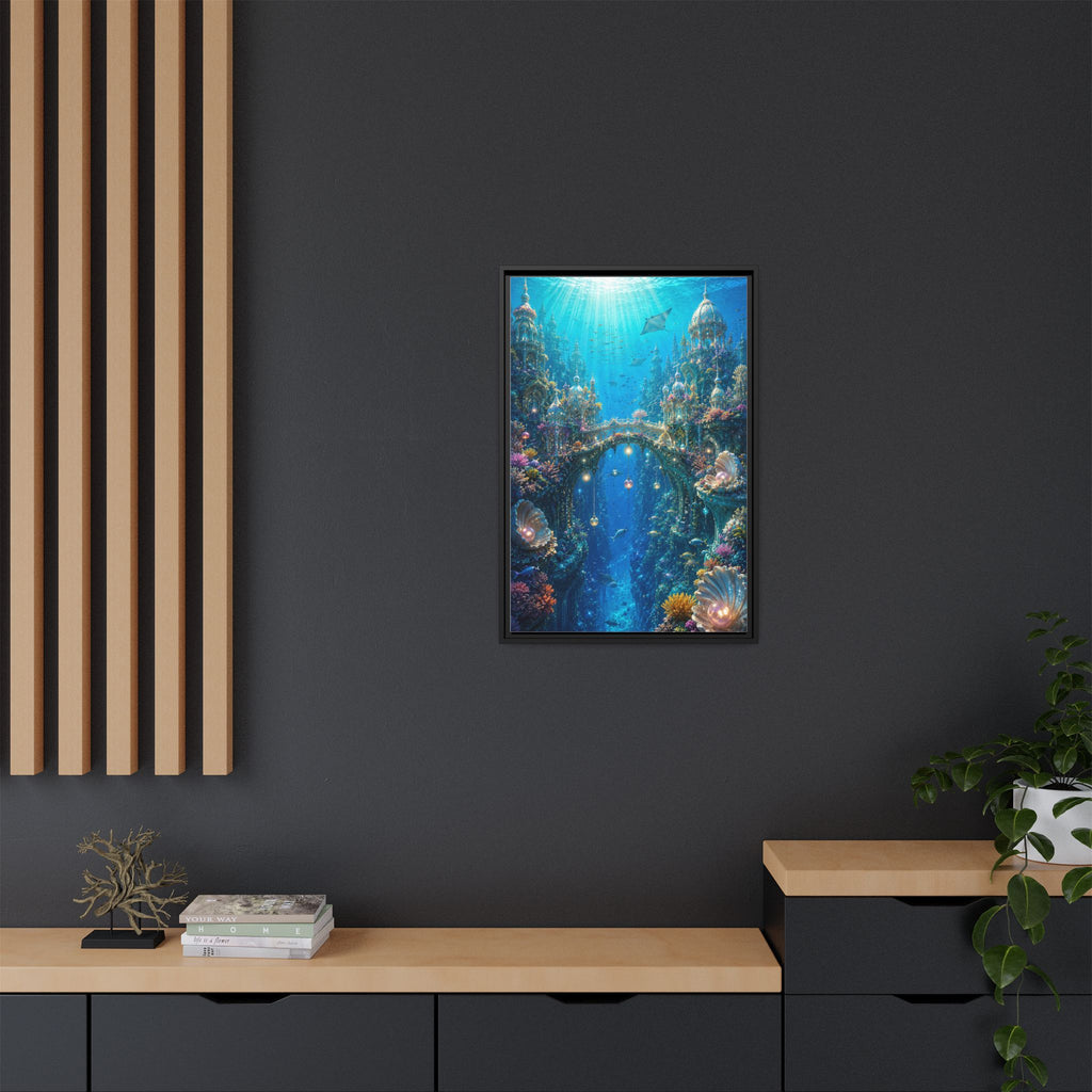 Underwater Fantasy Canvas Print — Framed Matte Ocean City Wall Art