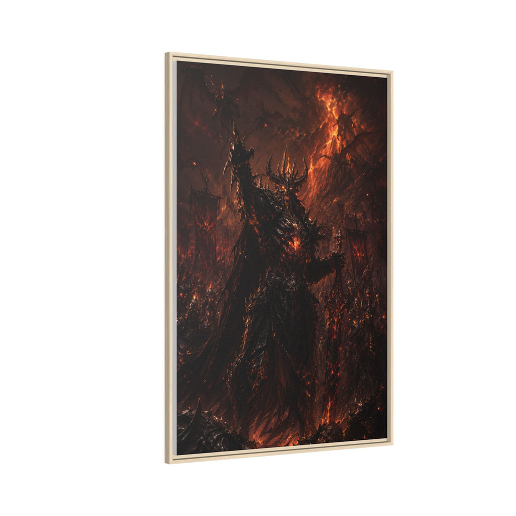 Framed Matte Canvas: Infernal Dark Lord Fantasy Wall Art