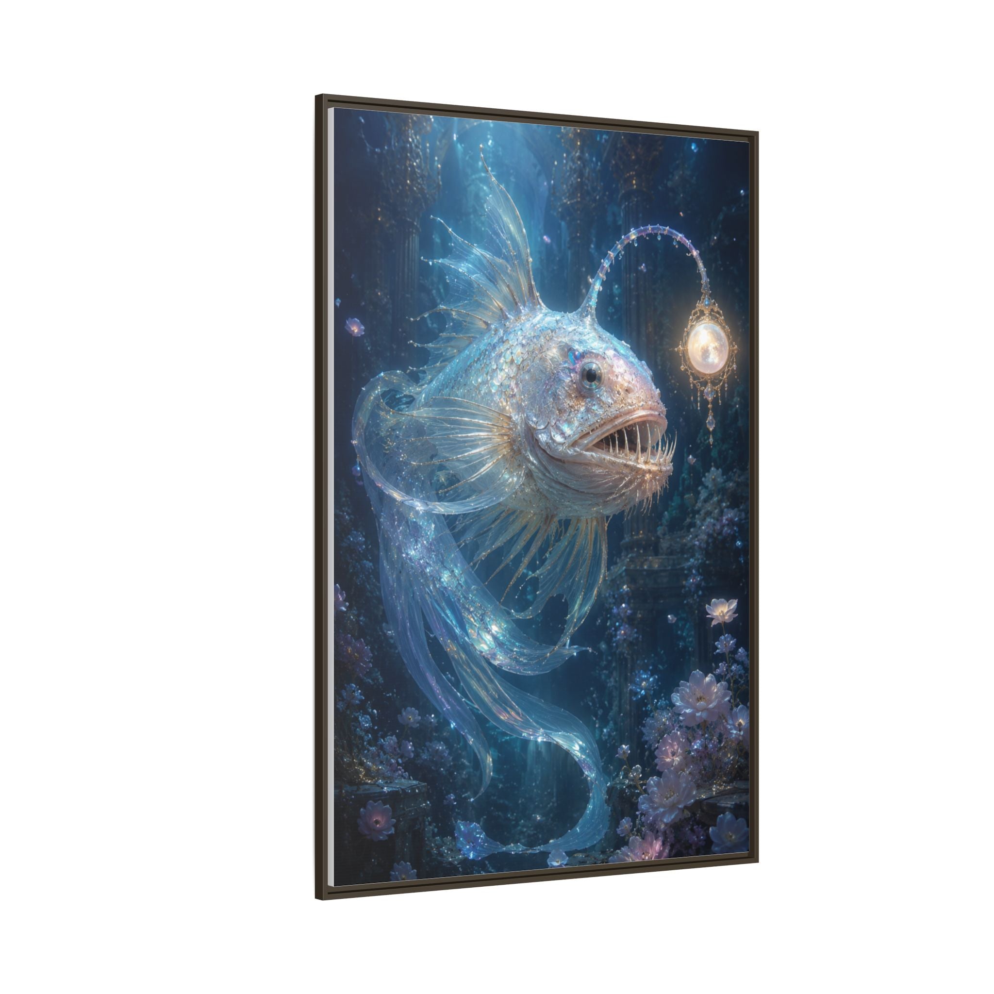 Anglerfish Fantasy Matte Canvas Print — Framed Ocean Wall Art
