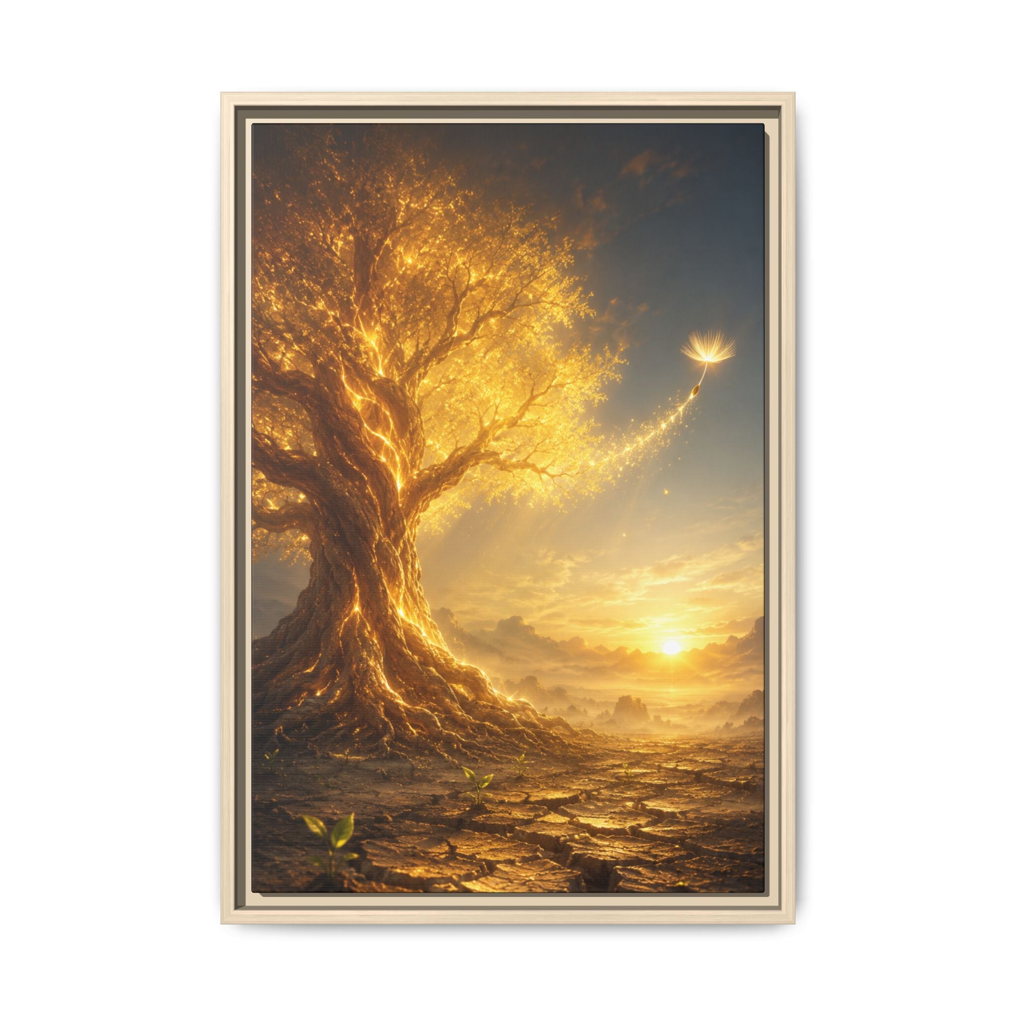 Golden Tree Sunset Fine Art Paper Print — Magical Landscape Wall Art