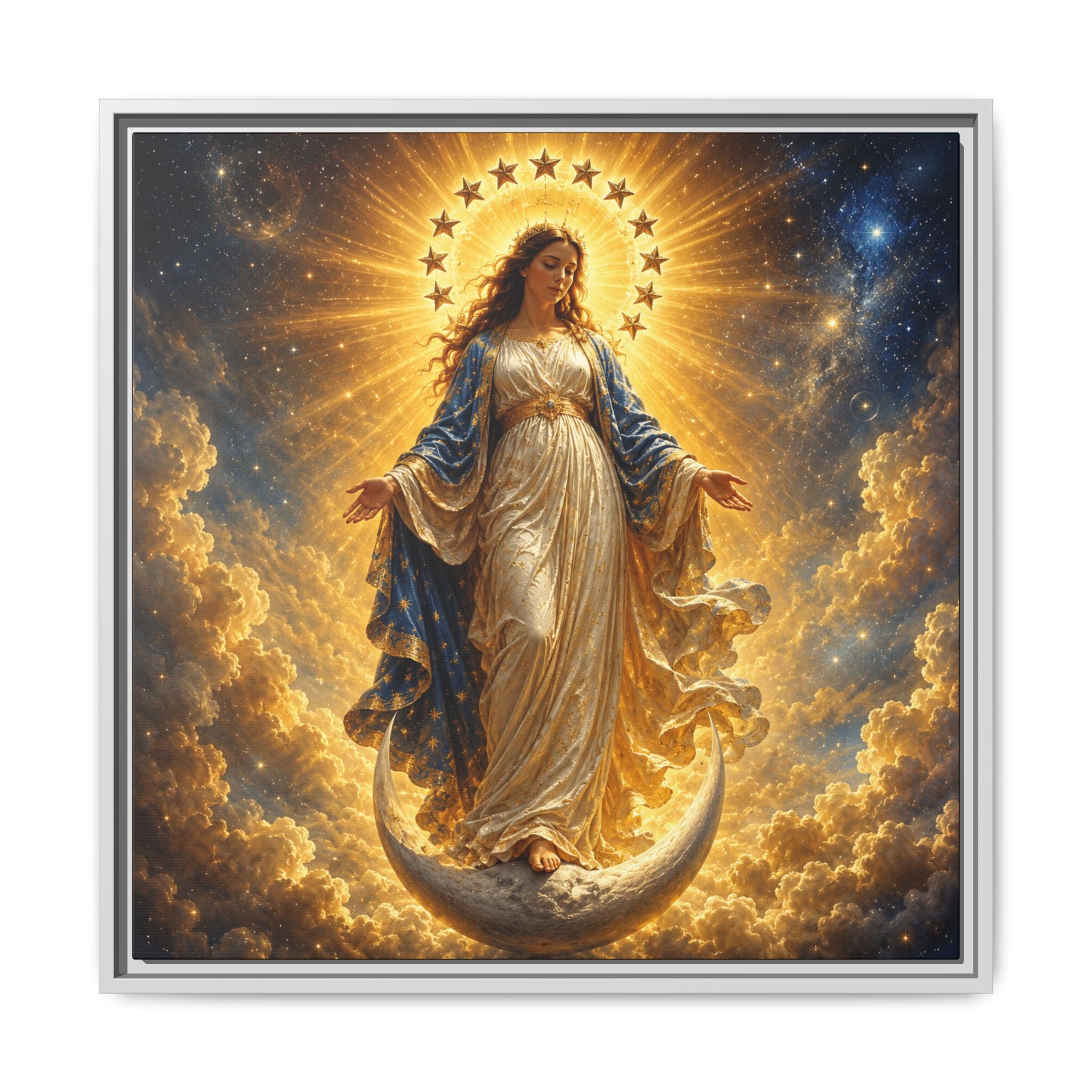 Madonna and Childlike Grace Fine Art Paper Print – Radiant Virgin Mary Wall Art