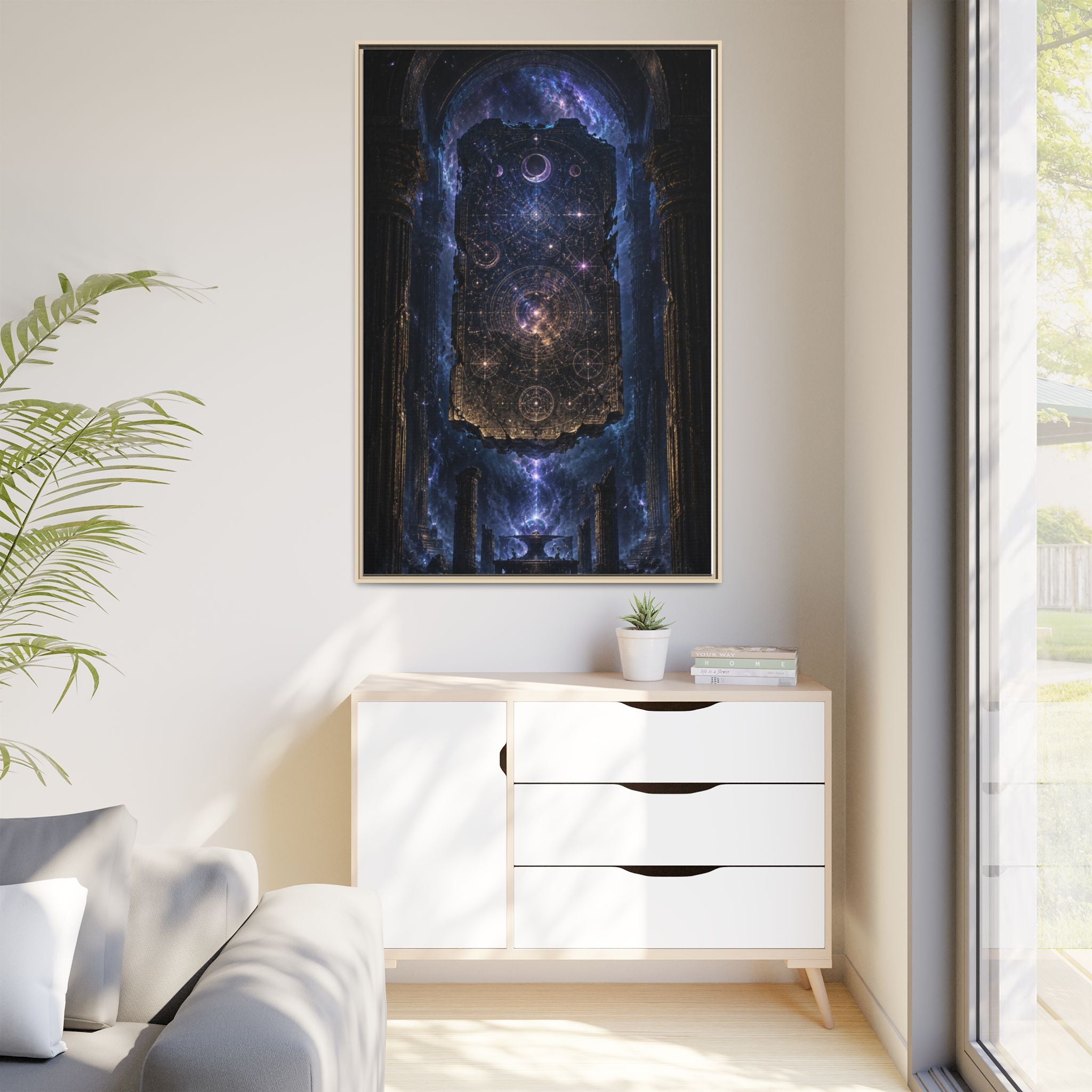 Framed Matte Canvas Wall Art — Cosmic Cathedral Galaxy Print