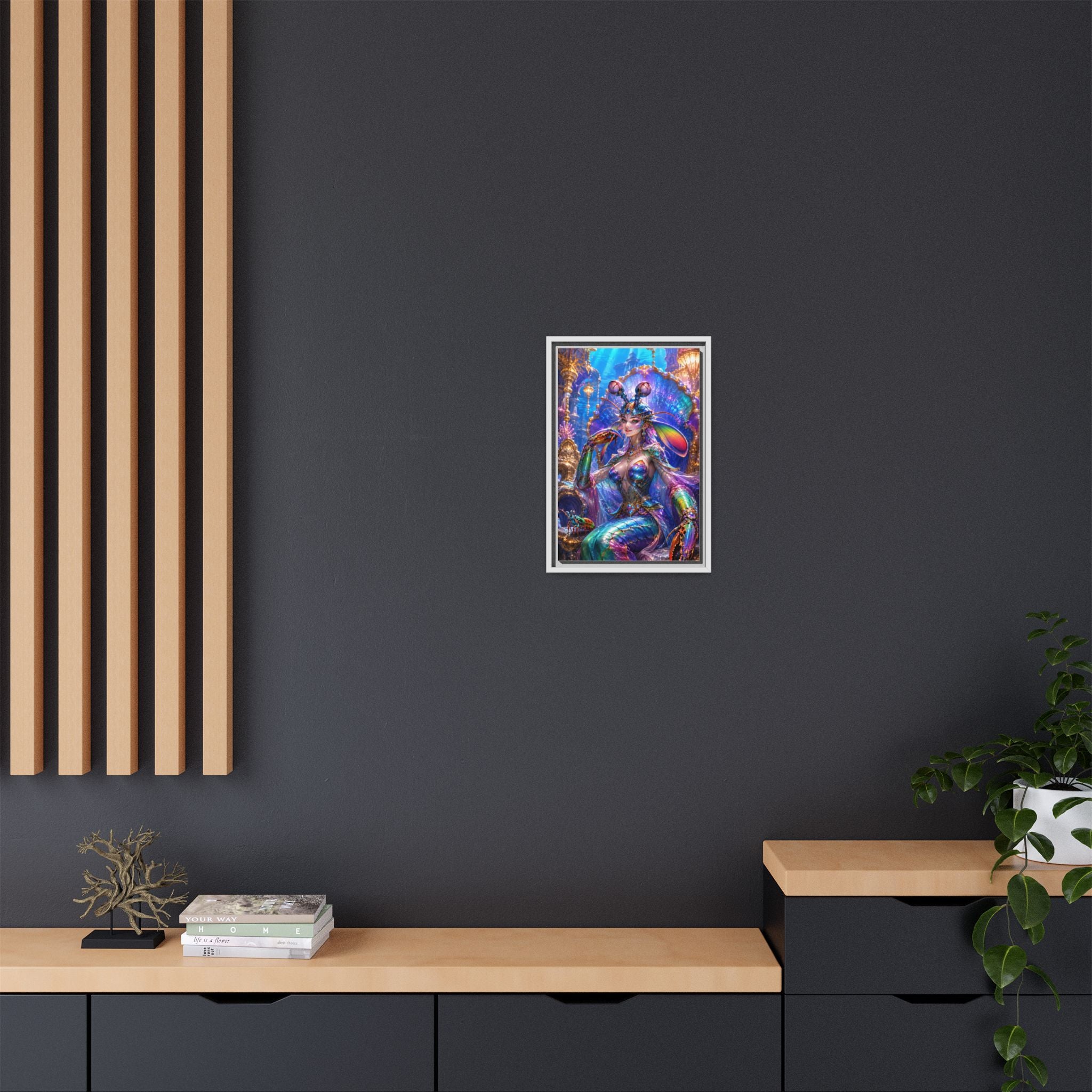 Mermaid Queen Framed Matte Canvas Art — Vibrant Fantasy Underwater Wall Decor
