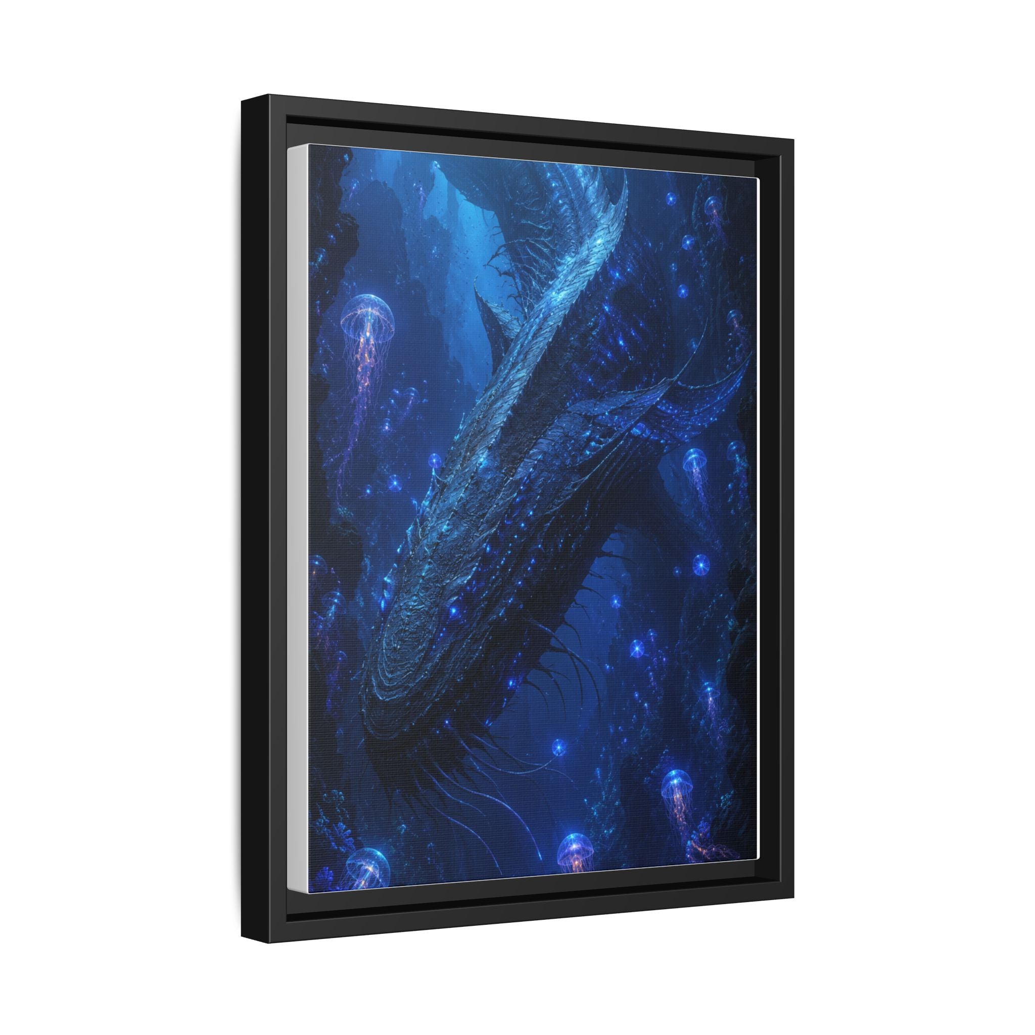 Framed Matte Canvas Art - Deep Sea Leviathan Fantasy Print