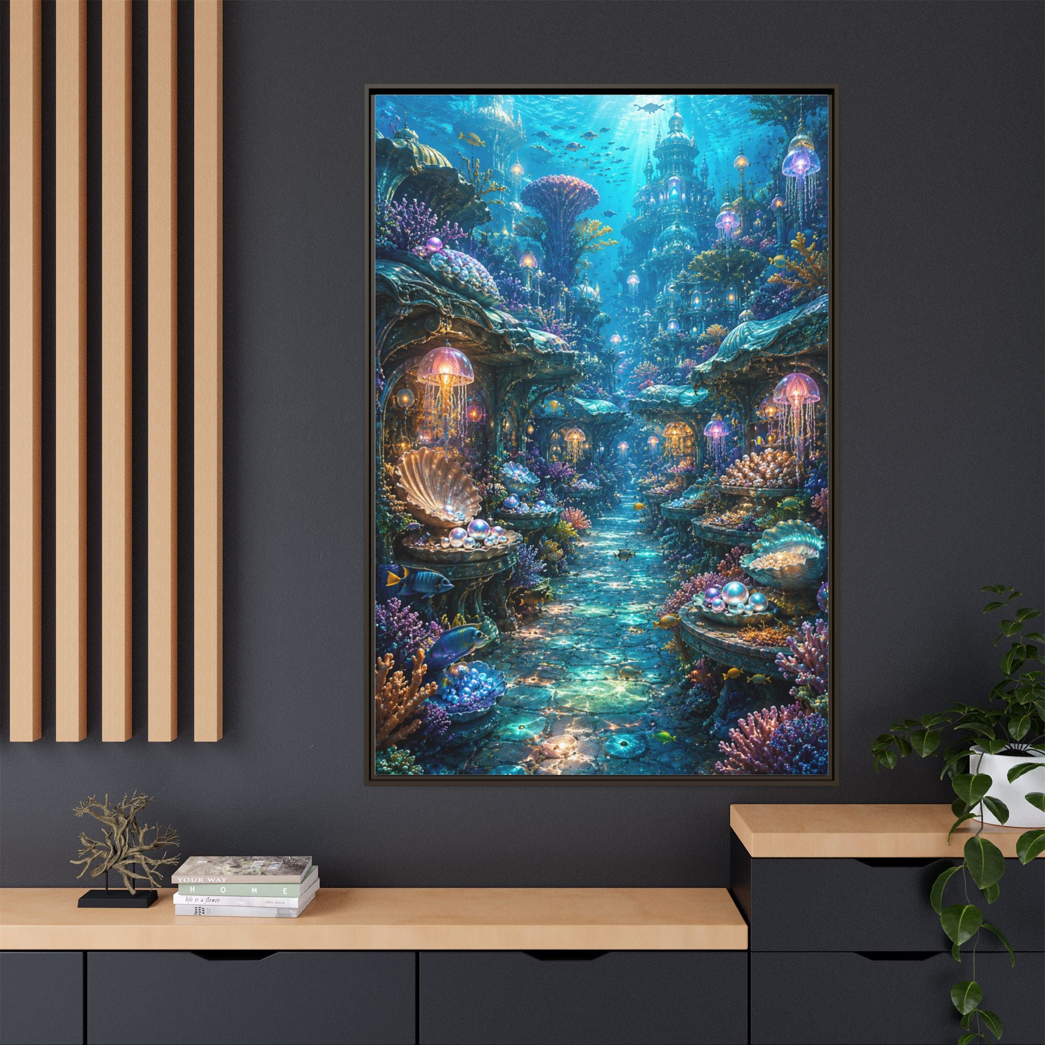 Framed Matte Canvas - Enchanted Underwater Coral Reef Print