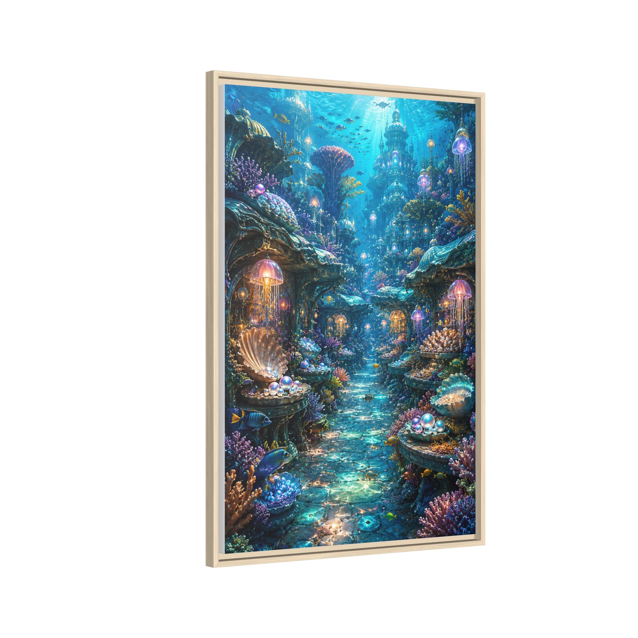 Framed Matte Canvas - Enchanted Underwater Coral Reef Print
