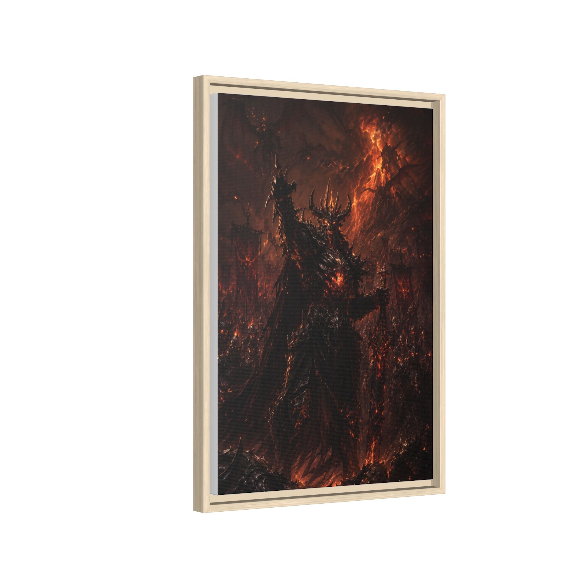 Framed Matte Canvas: Infernal Dark Lord Fantasy Wall Art