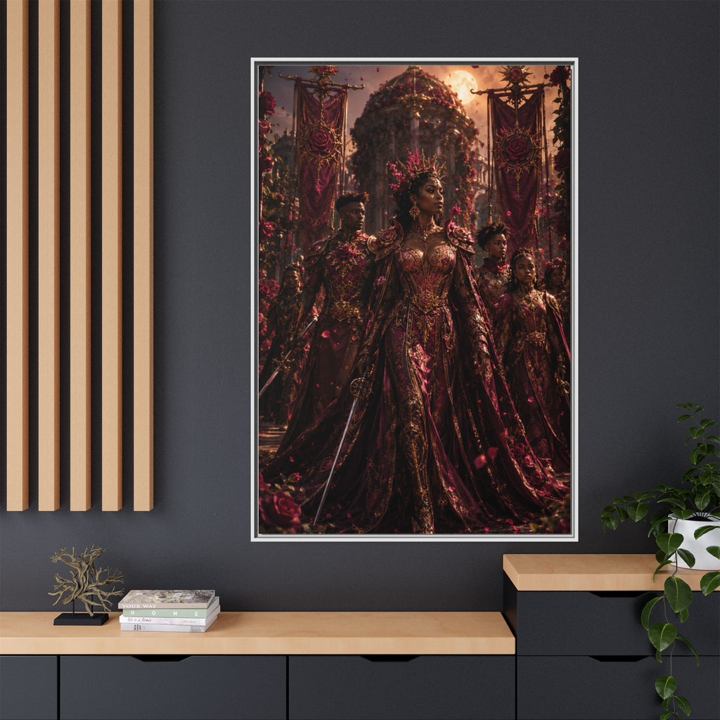Framed Matte Canvas Art — Regal Fantasy Queen Portrait
