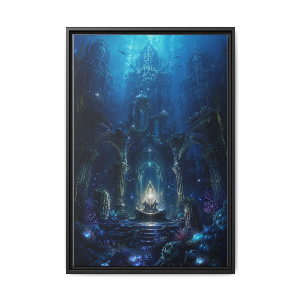 Framed Matte Canvas - Enchanted Underwater Temple Fantasy Art