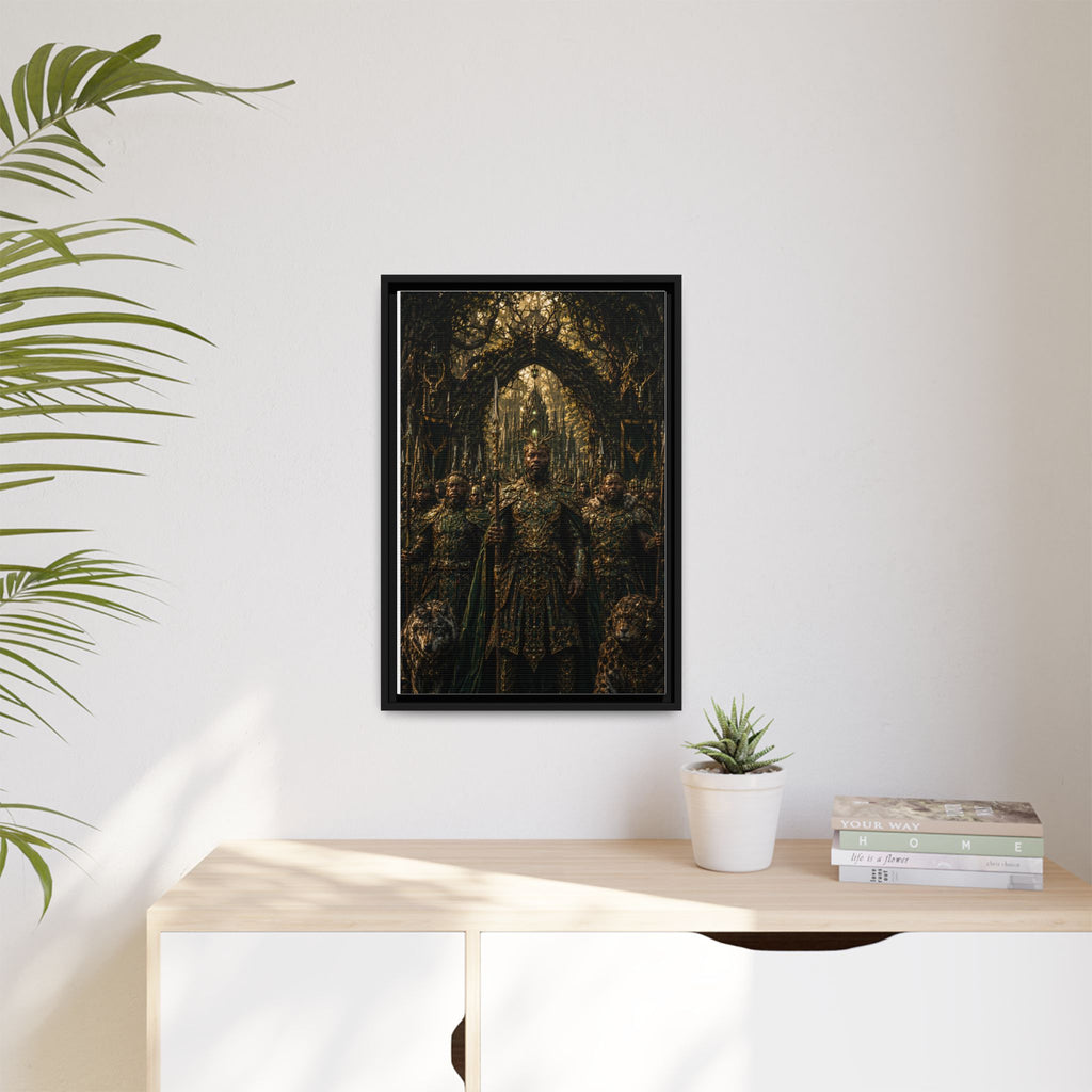 Framed Matte Canvas — Regal Fantasy King in Ornate Armor