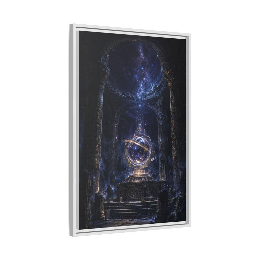 Framed Cosmic Temple Matte Canvas Art — Mystic Astral Orb Wall Decor