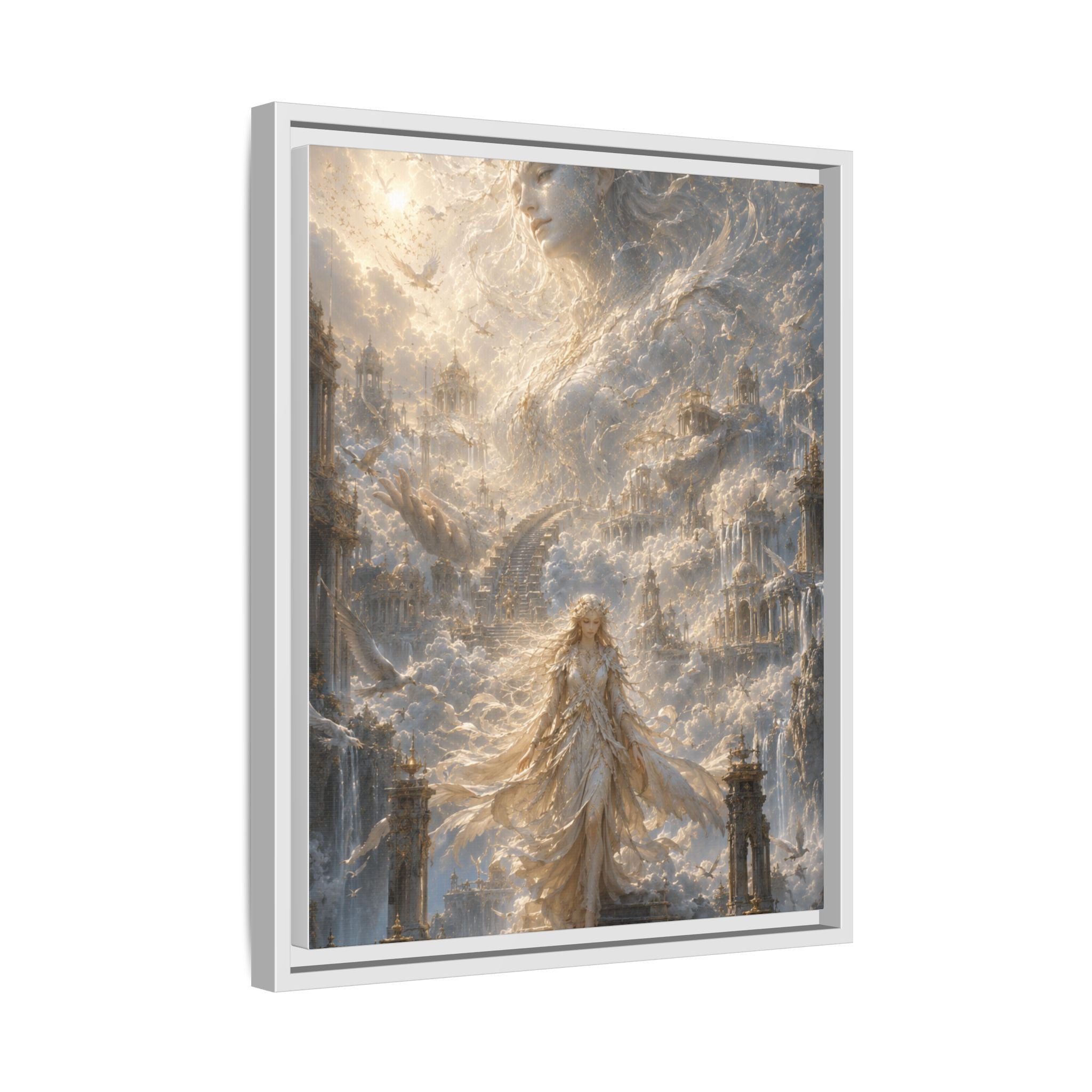 Ethereal Goddess Matte Framed Canvas Art — Dreamlike Fantasy Wall Decor