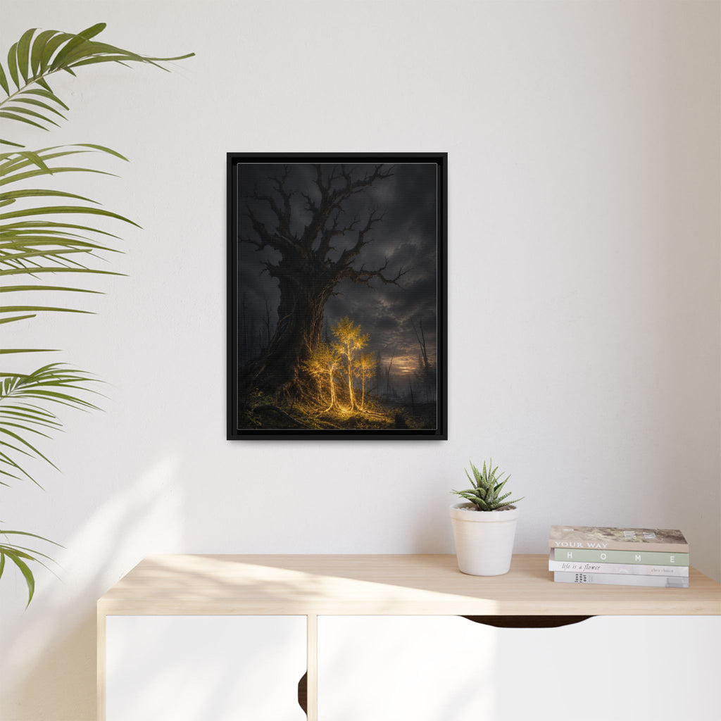 Framed Matte Canvas — Glowing Enchanted Tree Wall Art