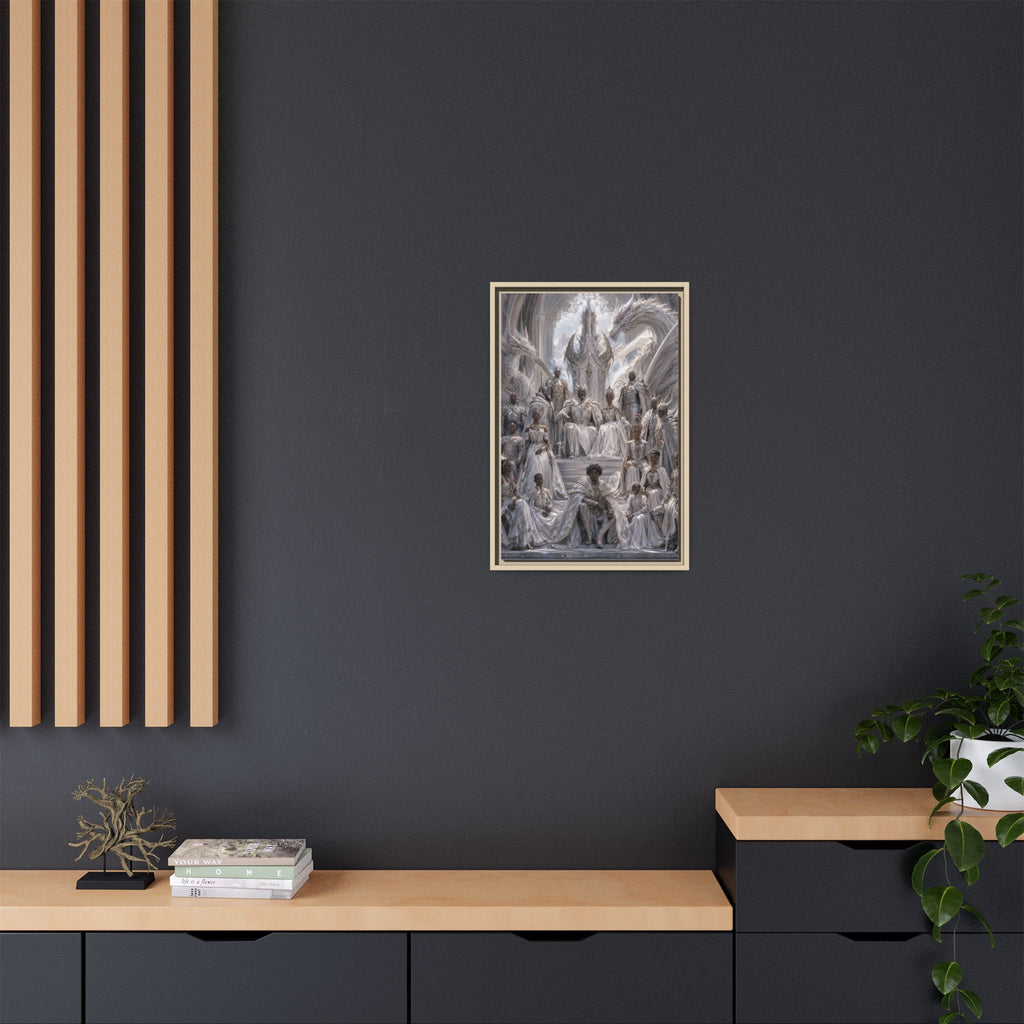 Framed Matte Canvas — Regal Dragon Court Fantasy Art Print