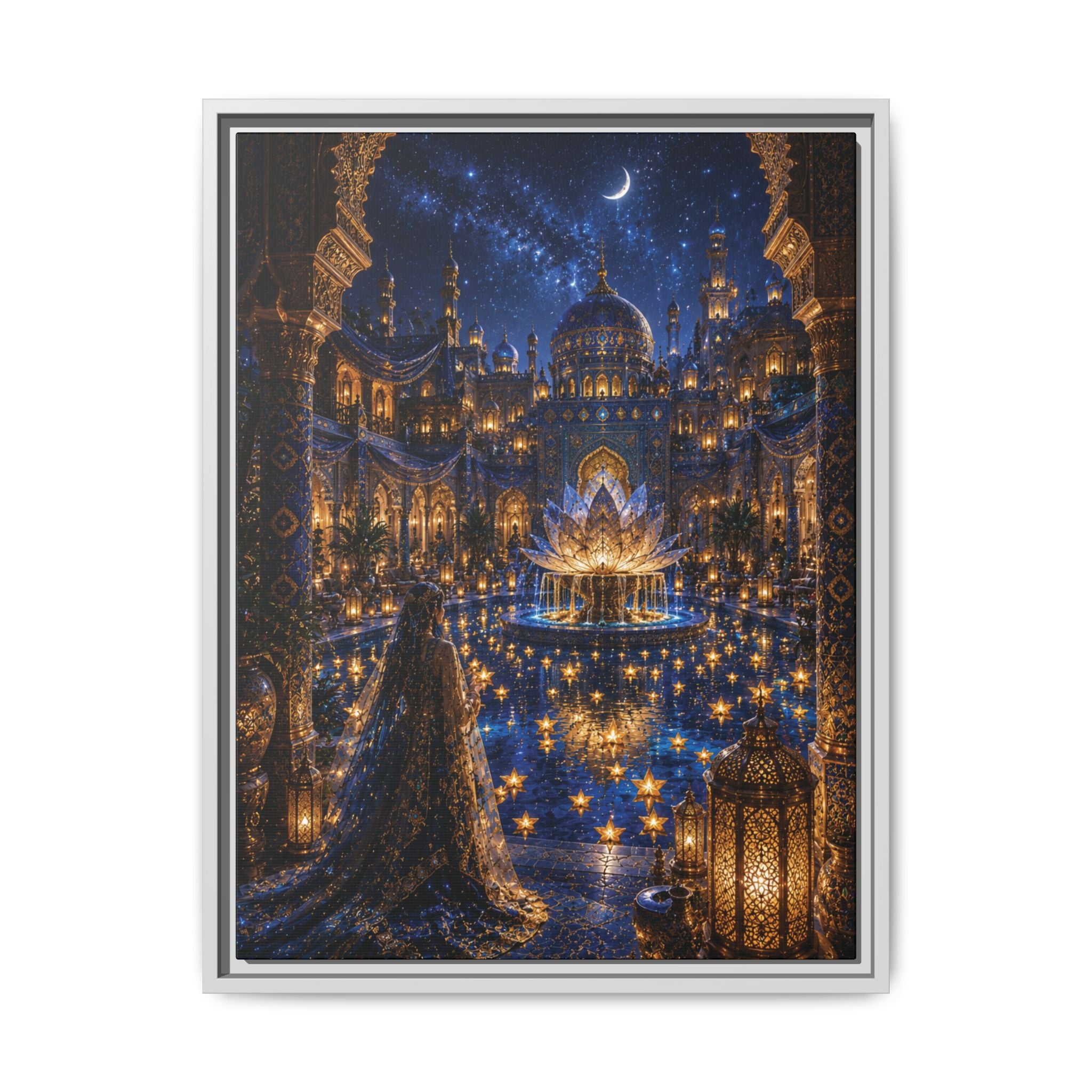 Fine Art Paper Print — Enchanted Ramadan Night Mosque & Lantern Wall Art