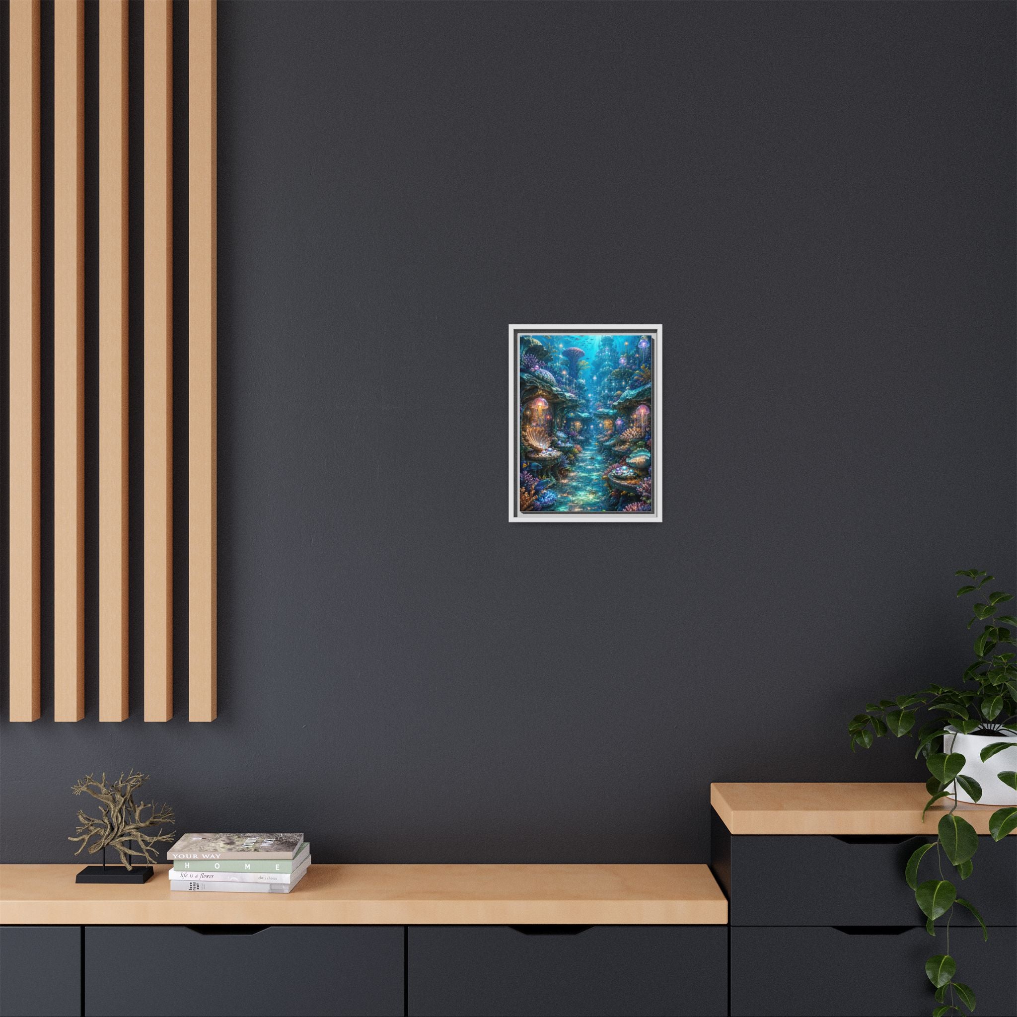 Framed Matte Canvas - Enchanted Underwater Coral Reef Print