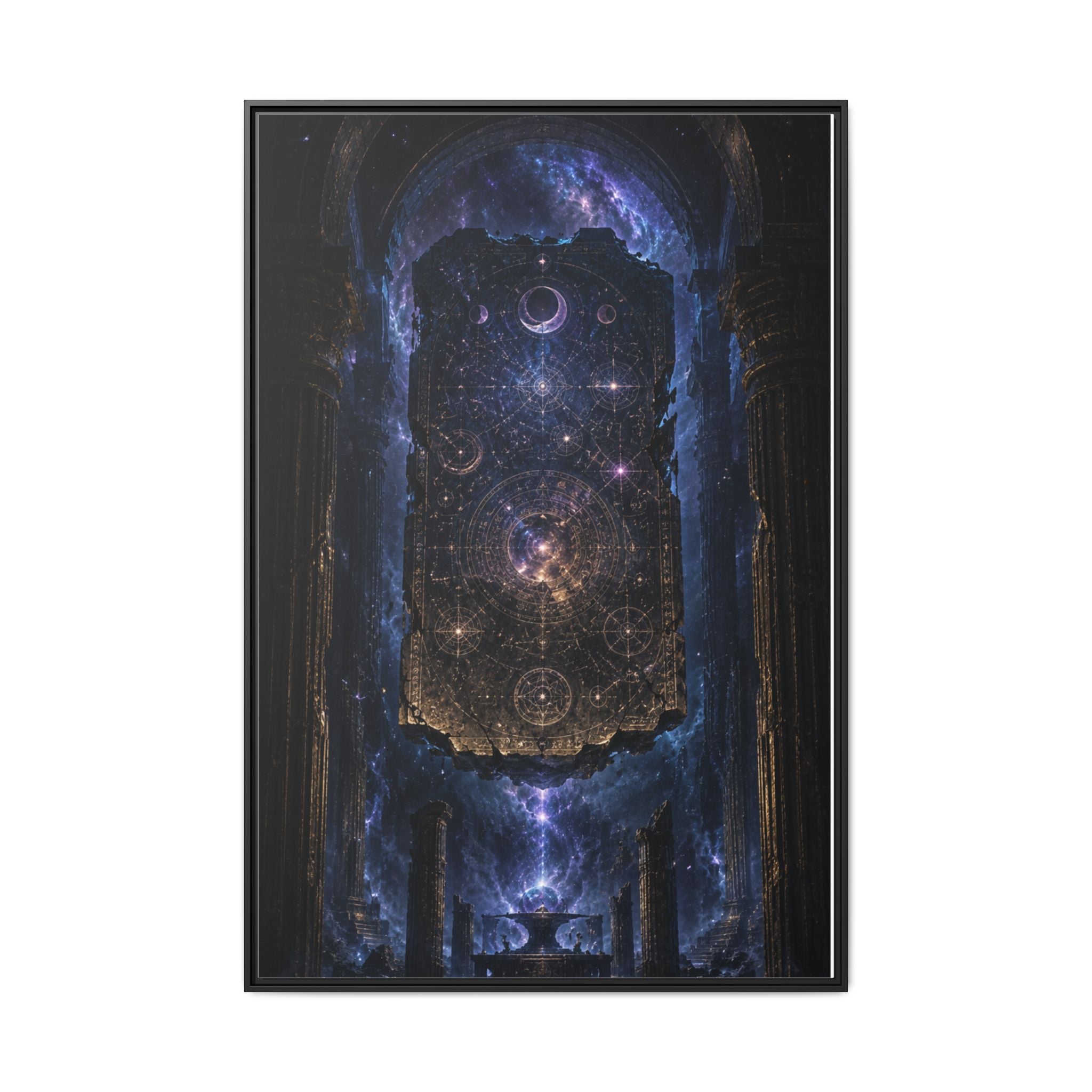 Framed Matte Canvas Wall Art — Cosmic Cathedral Galaxy Print