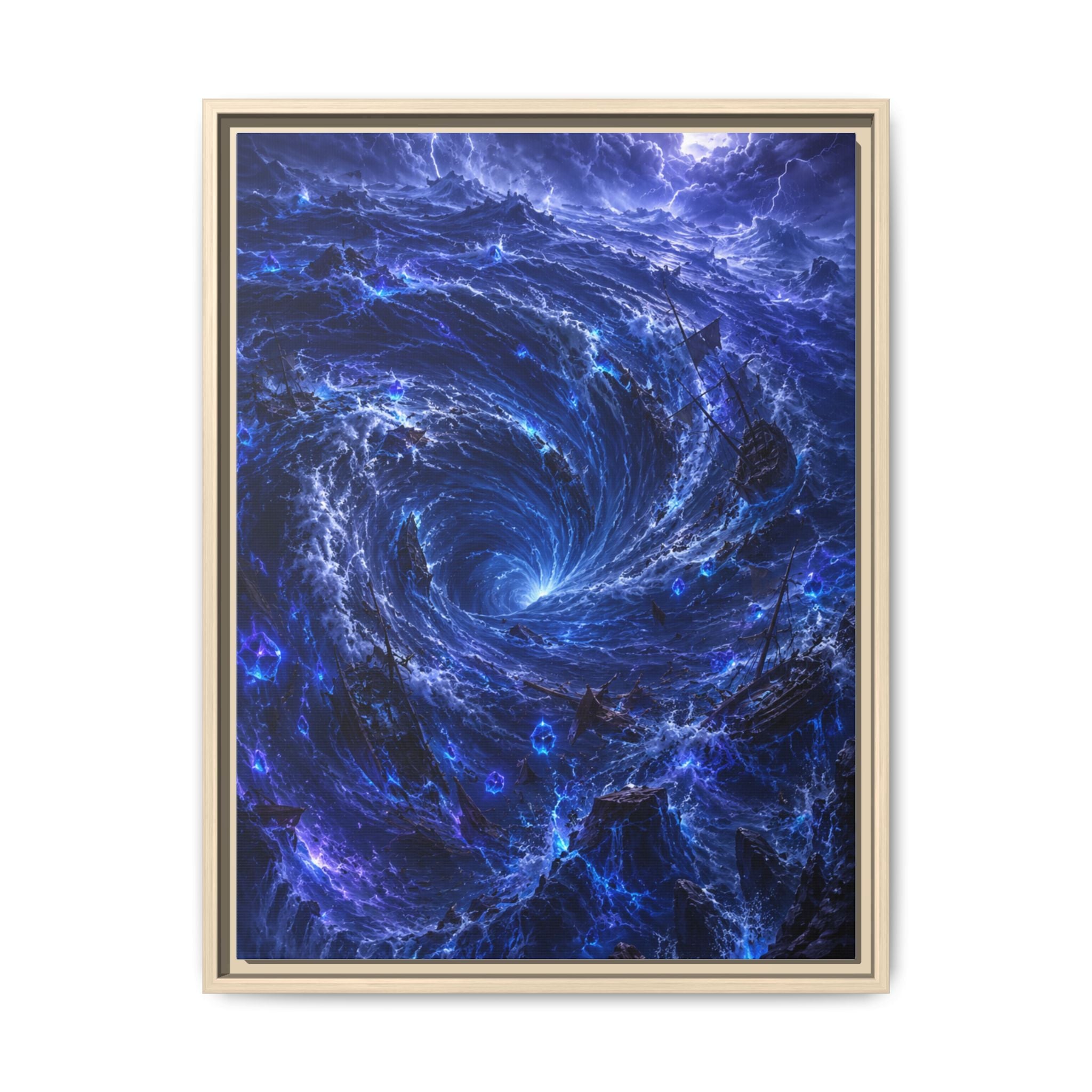 Framed Matte Canvas - Blue Cosmic Vortex Wall Art