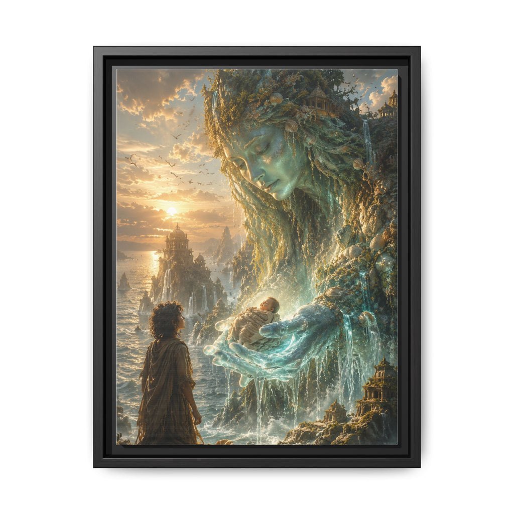 Framed Matte Canvas Print — Ocean Spirit Guardian Fantasy Art
