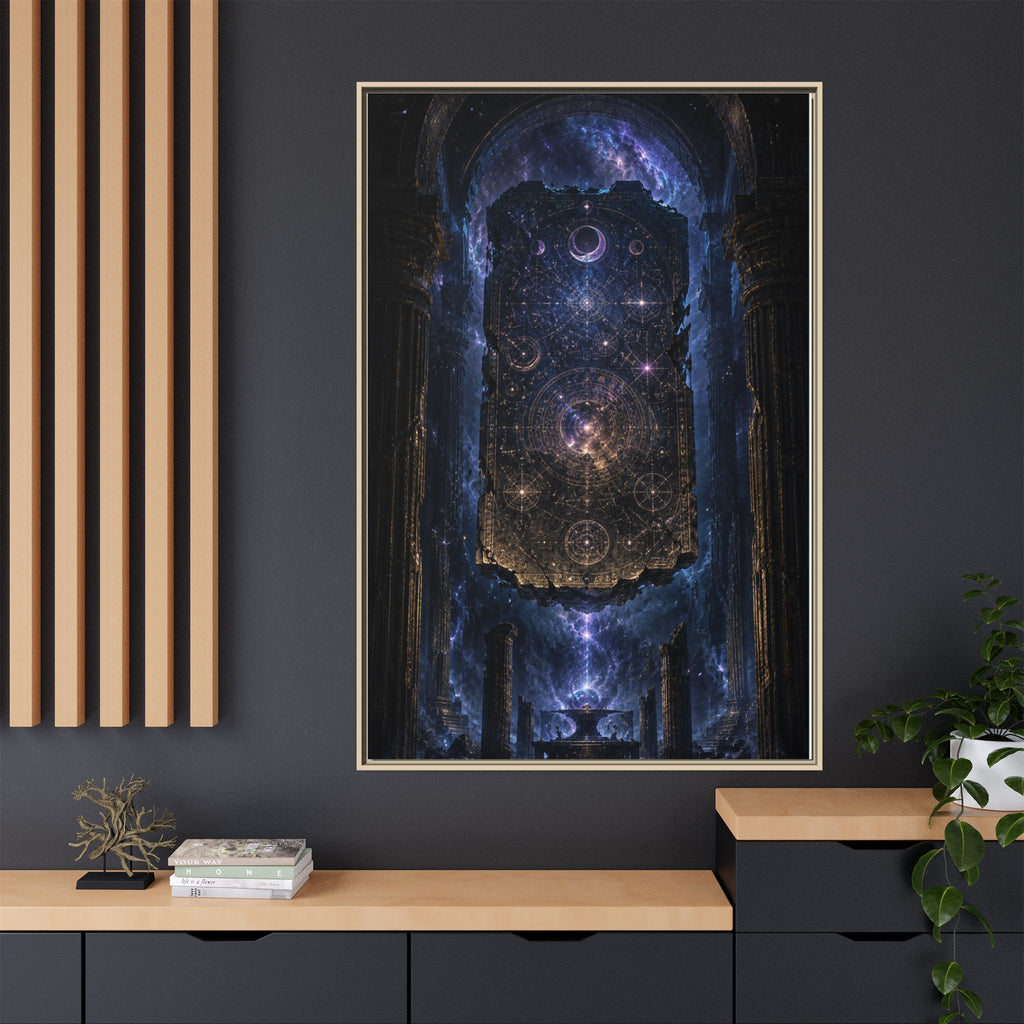 Framed Matte Canvas Wall Art — Cosmic Cathedral Galaxy Print