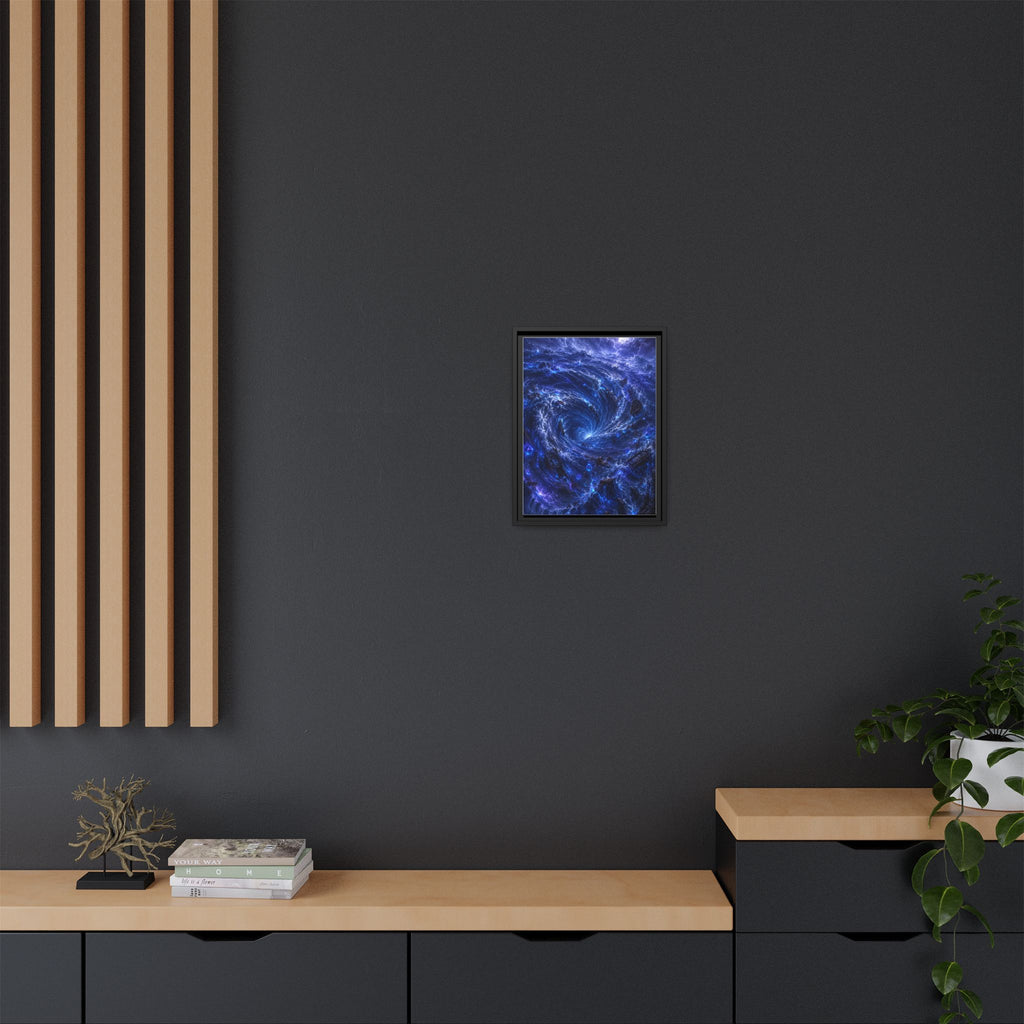 Framed Matte Canvas - Blue Cosmic Vortex Wall Art
